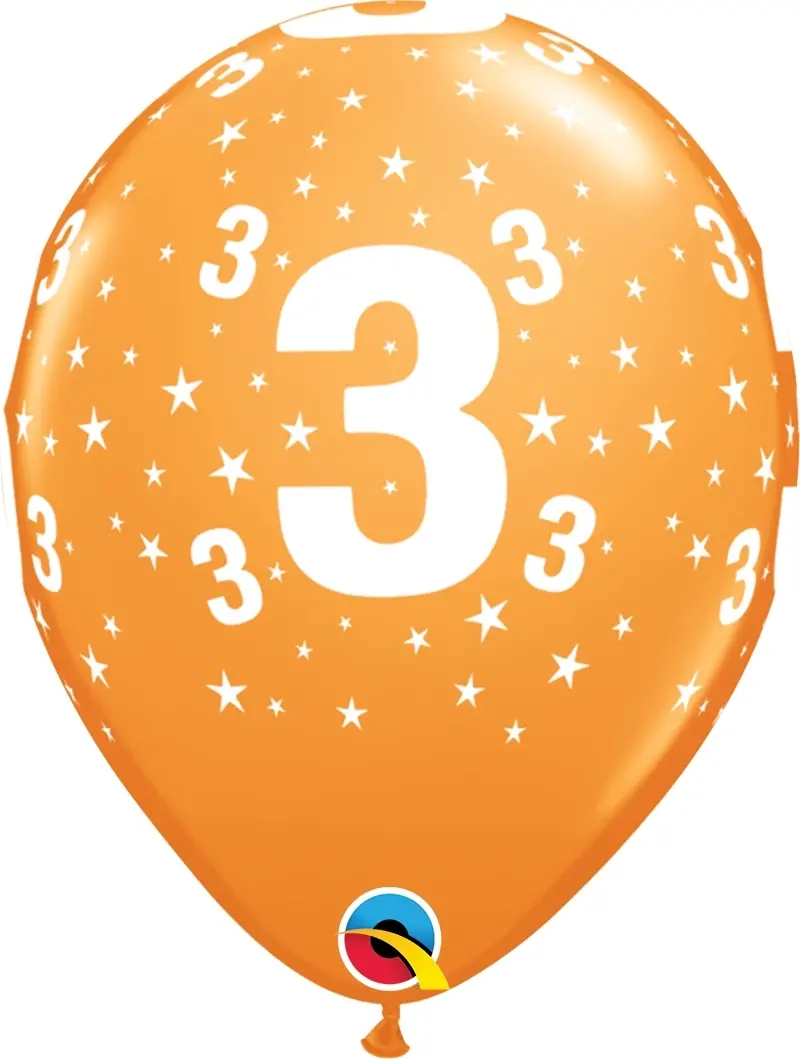 Qualatex Latexballon 3. Geburtstag verschiedene Farben Ø 30cm