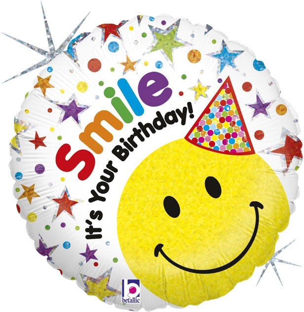 Folienballon "Happy Birthday" Smiley 45cm Folienballon "Happy Birthday" Smiley 45cm