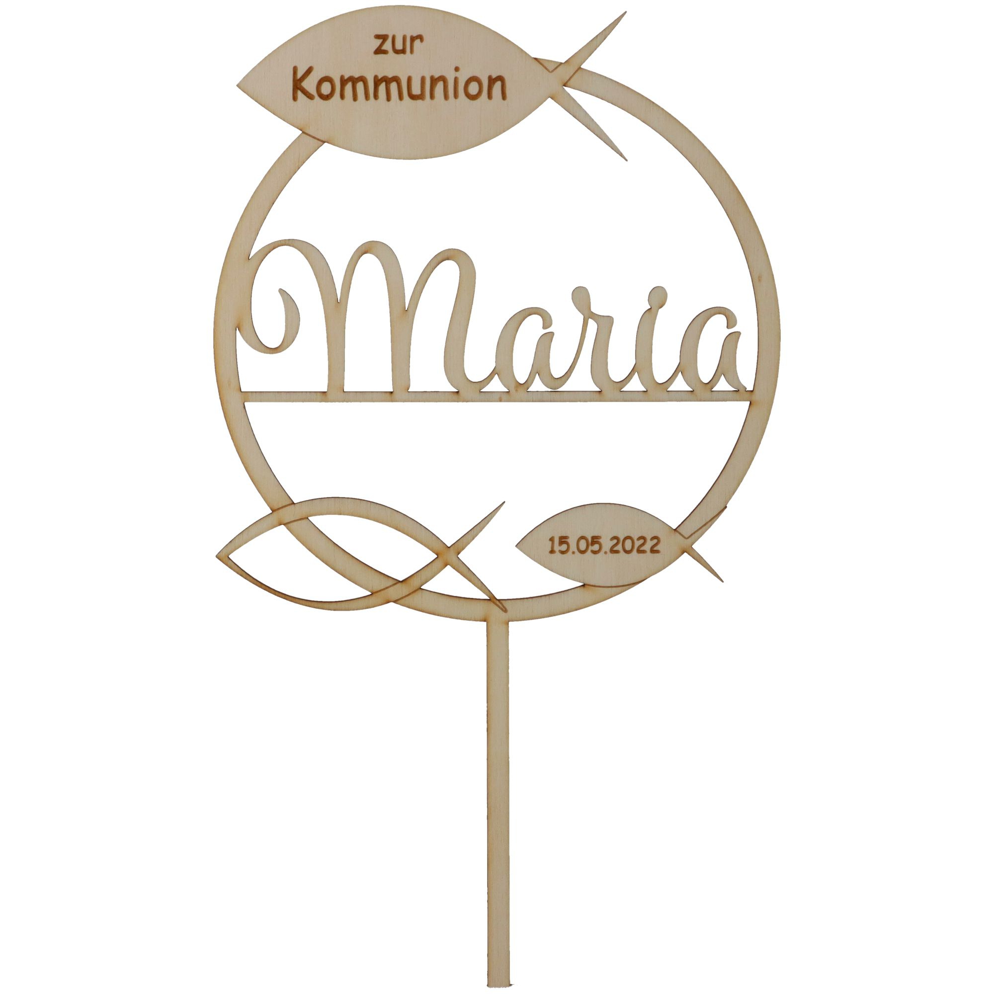 Cake Topper Kommunion "Name & Datum" Holz Cake Topper Kommunion "Name & Datum" Holz