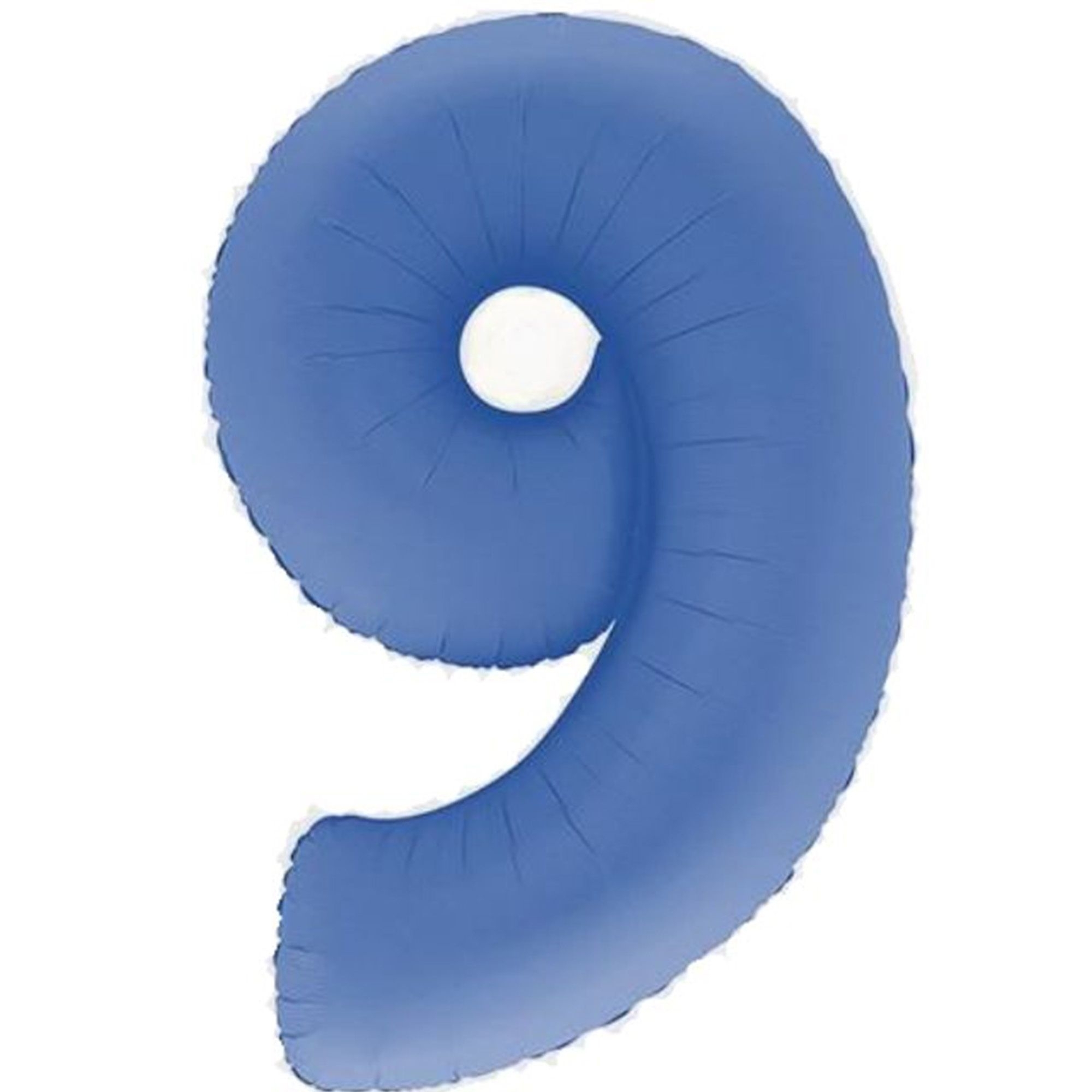 Folienballon Zahl 9 Soft Matte Lotus Blue 100cm Luftballon, Zahl neun, gebogener Ballon, Q9-Form, Helium-Ballon