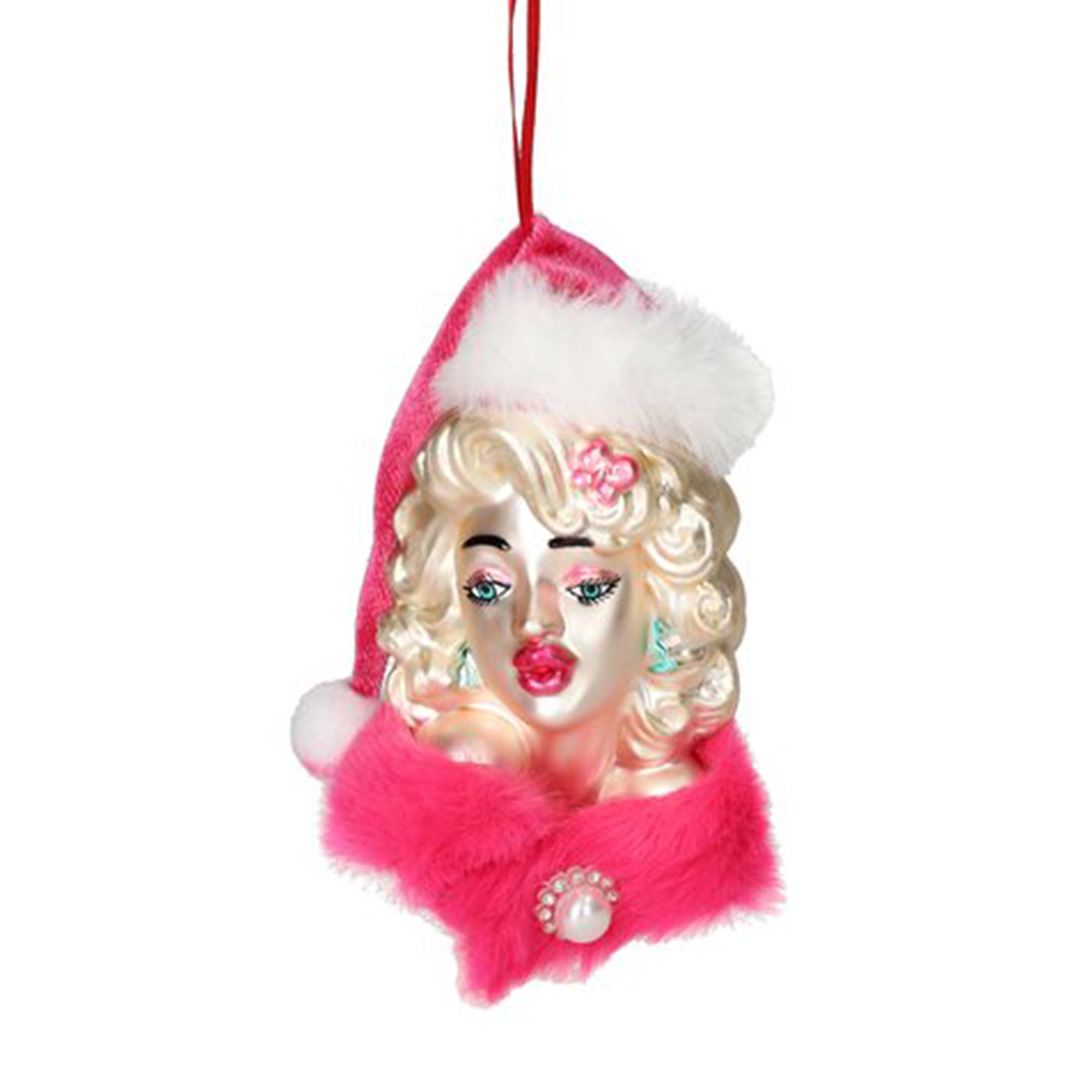 Weihnachtskugel "Frau mit Weihnachtsmütze" Puppe, Spielzeug, Gesicht, Kopf, Person