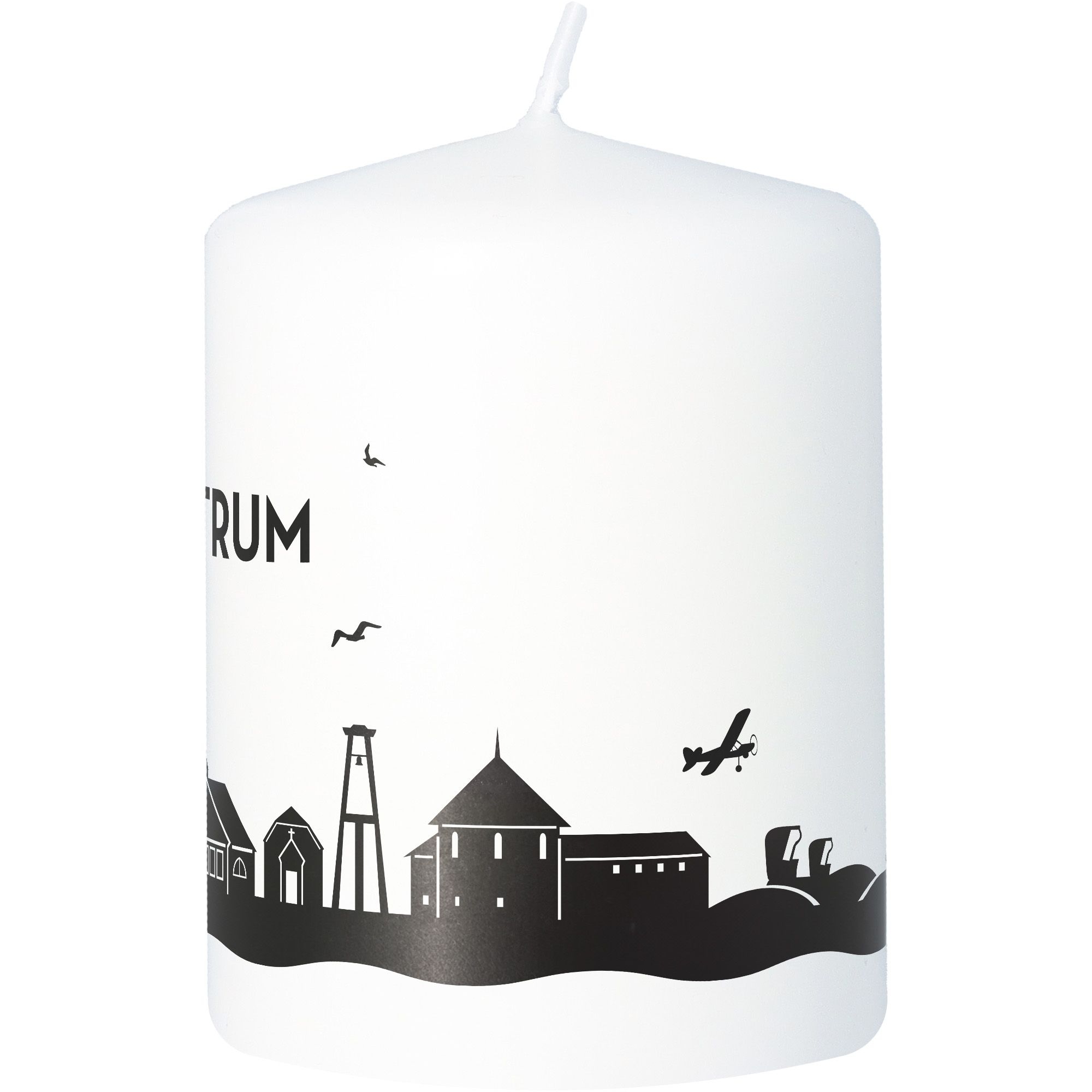 Stumpenkerze Skyline Baltrum Weiß Kerze