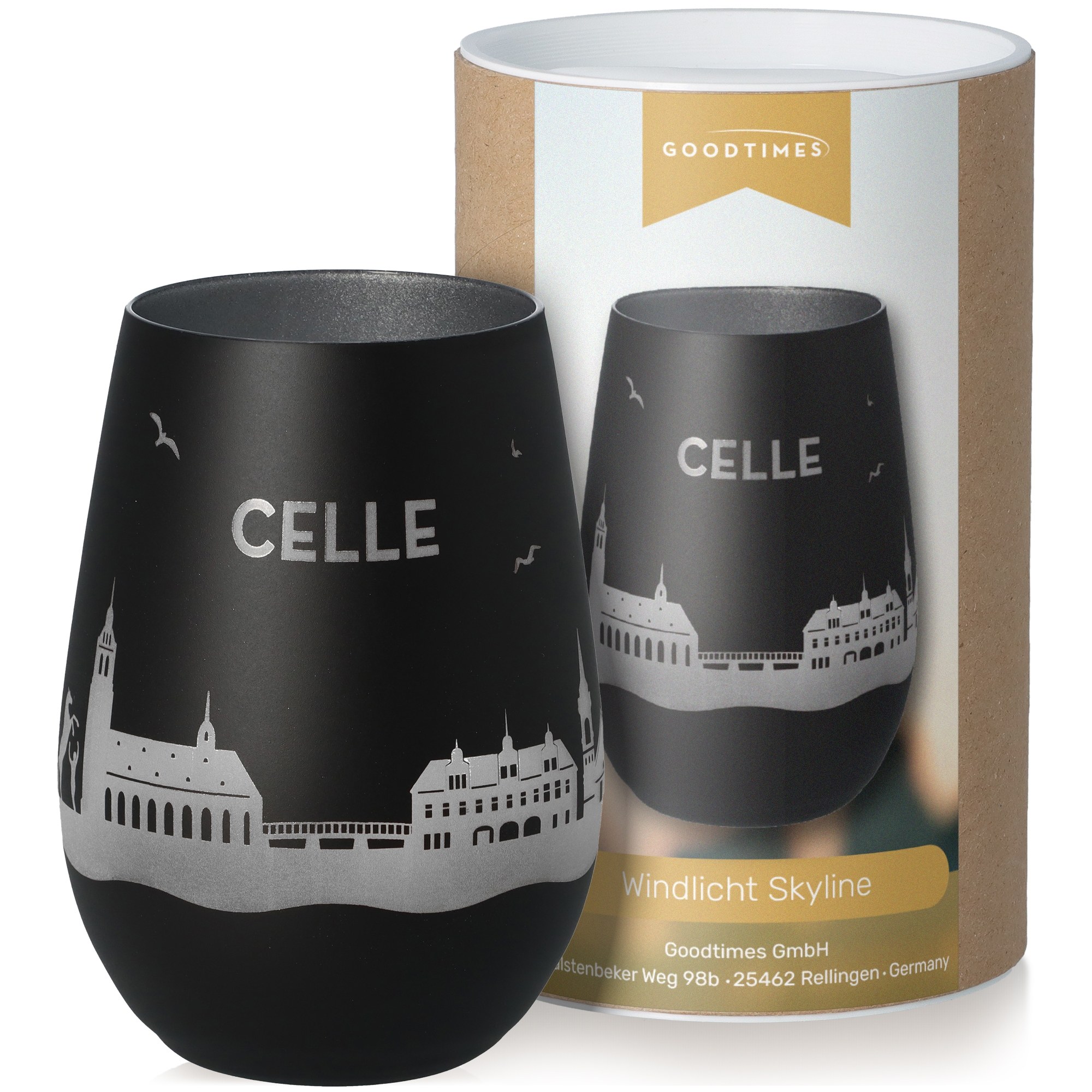 Windlicht Skyline Celle Schwarz/Silber Krug