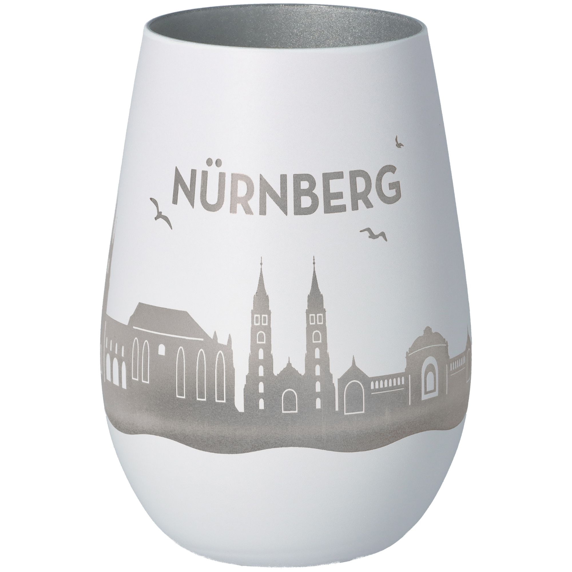 Windlicht Skyline Nürnberg Weiß/Silber