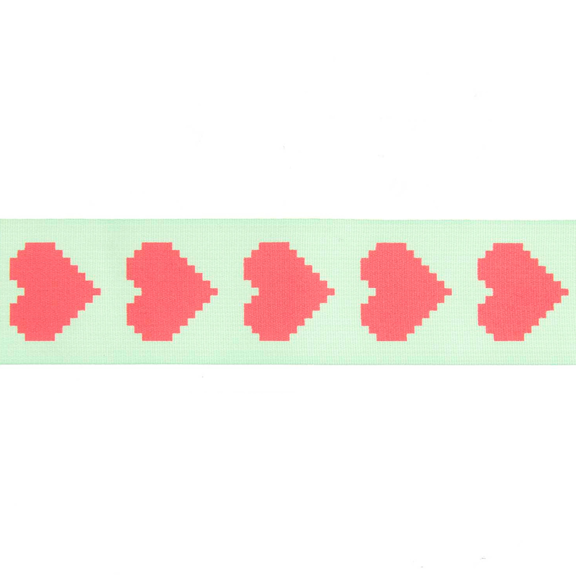 Taftband "Pixel Herzen" Mint/Neon Pink, 3,8 x 300 cm