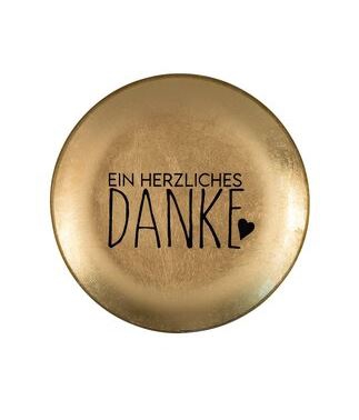Glasteller "Ein herzliches Danke", Gold - S Glasteller "Ein herzliches Danke", Gold - S