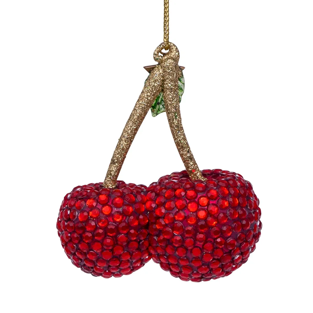 Kirschen-Ornament, Glitzer, Kopf-Anhänger, Dekoration, Rot