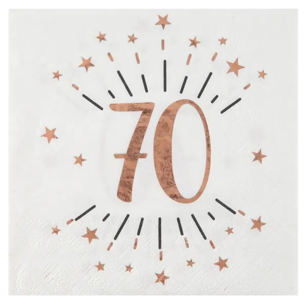 10 Servietten "70. Geburtstag" Weiß/Rosegold
