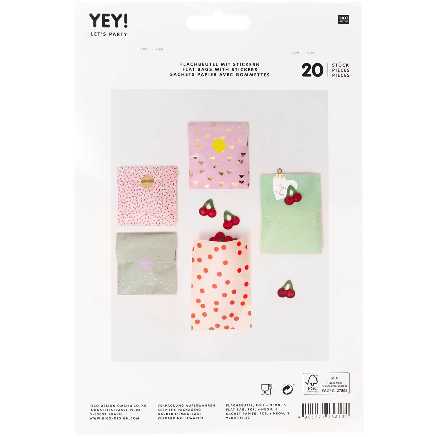 20 Geschenktüten Flachbeutel, Pastellmix- mittel 20 Geschenktüten Flachbeutel, Pastellmix- mittel