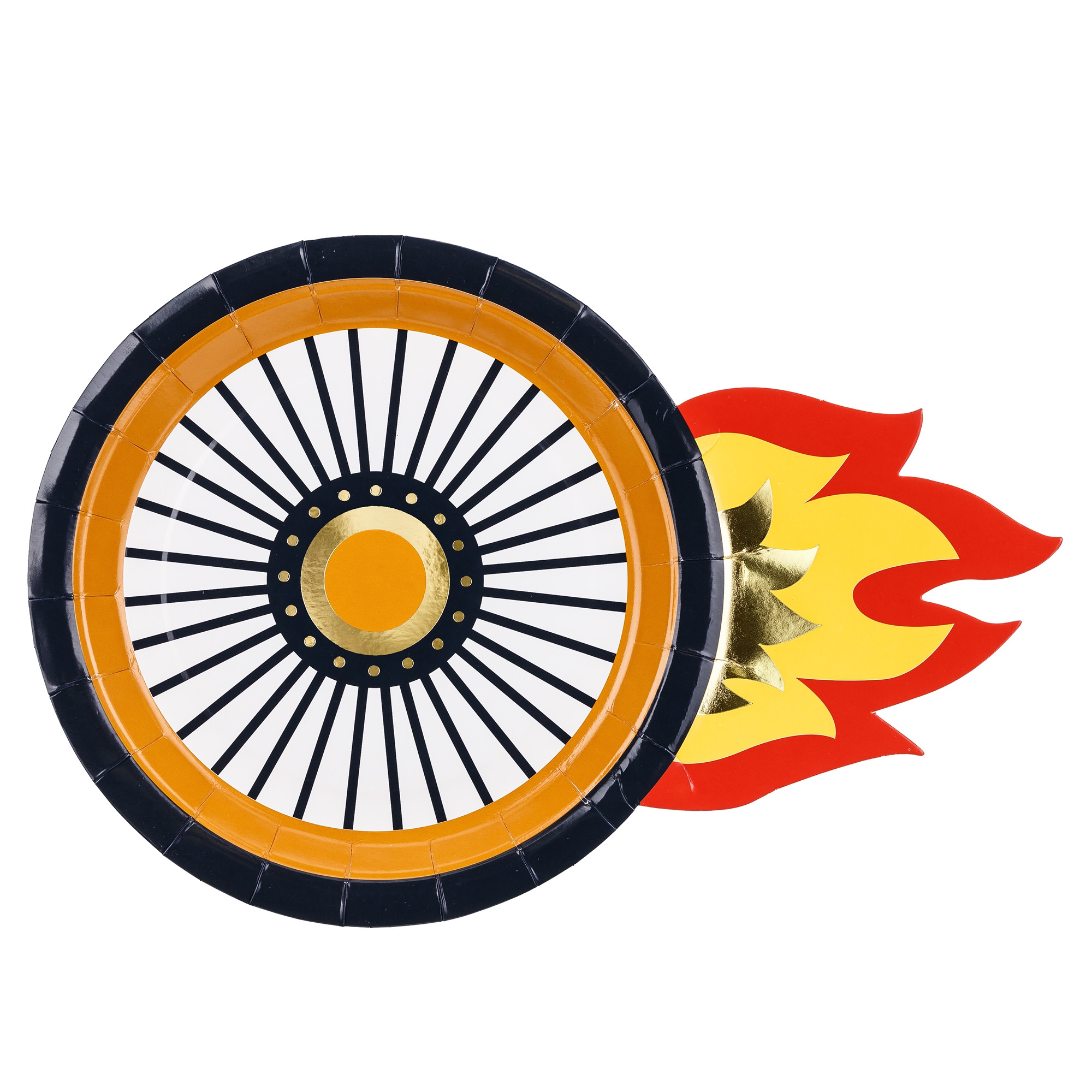 6 Pappteller "Rad" 18 cm Maschine, Sprach, Rad, Leichtmetallfelge, Fahrzeug