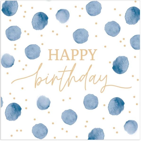 20 Servietten "Happy Birthday", Blaue Punkte 20 Servietten "Happy Birthday", Blaue Punkte