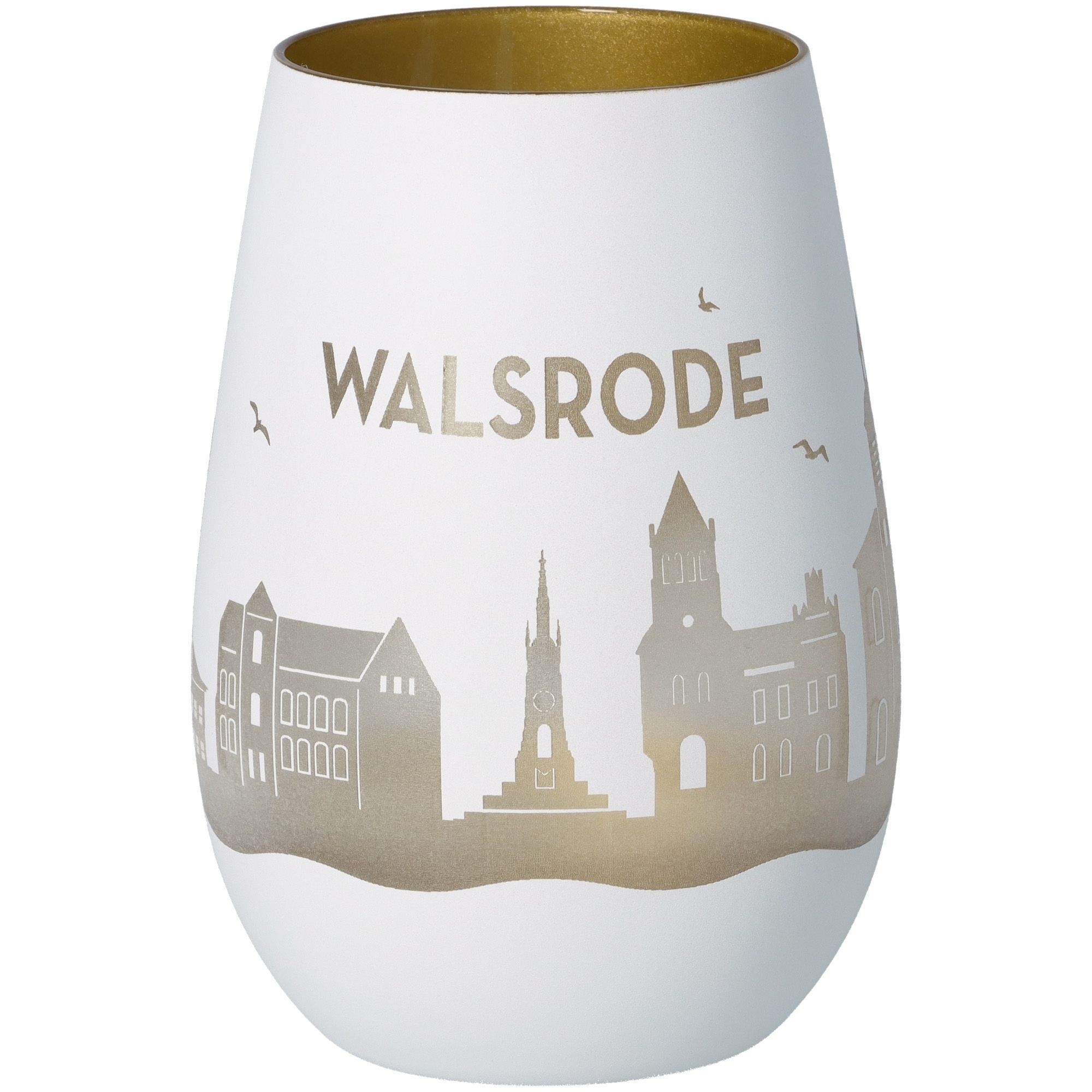 Windlicht Skyline Walsrode Weiß/Gold Töpferei, Krug, Porzellan, Vase, Glas