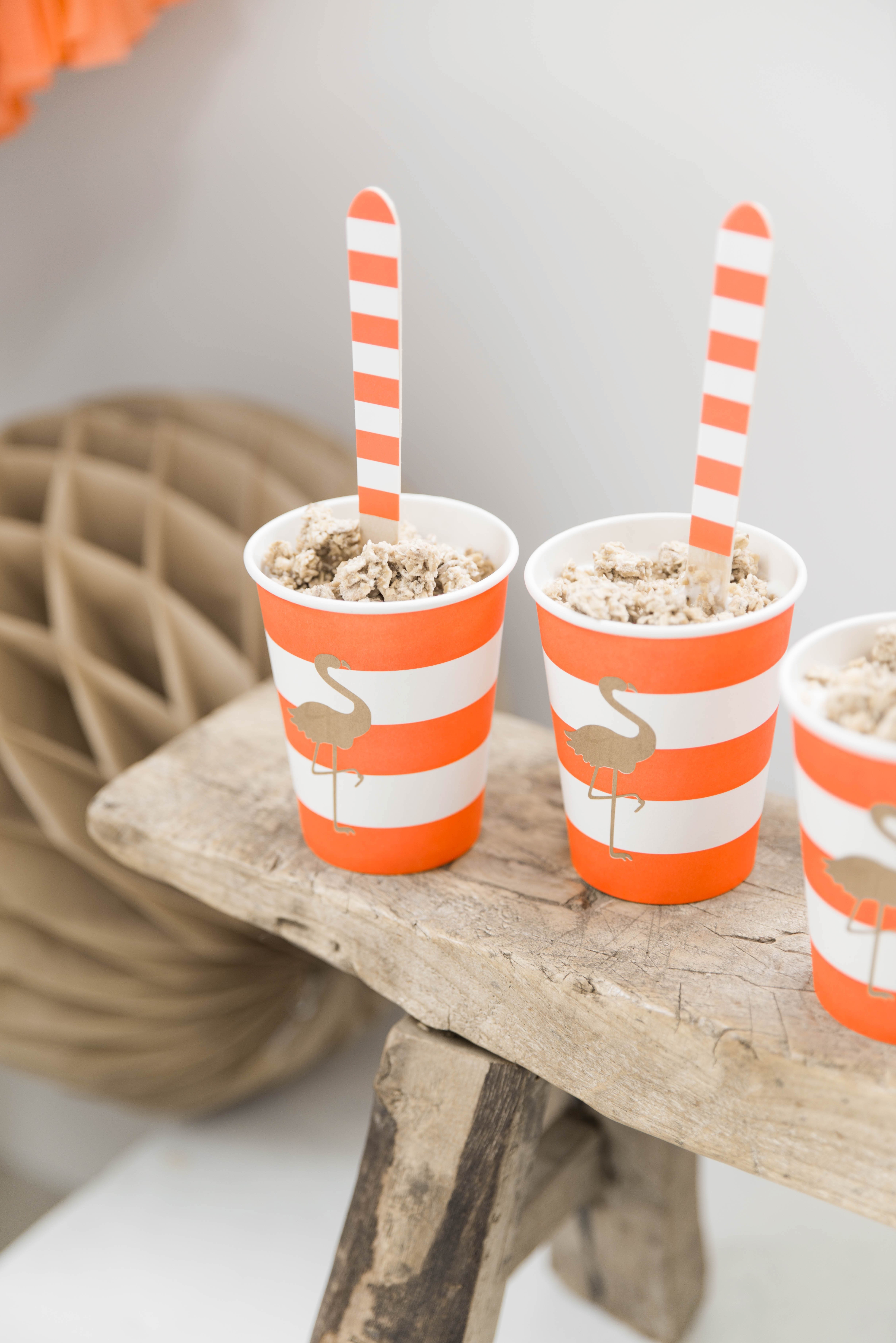 Flamingo - Holzbesteck Gestreift Korall Weiß 30 tlg. Flamingo - Holzbesteck Gestreift Korall Weiß 30 tlg.