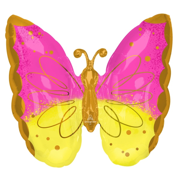 Folienballon Supershape Pink & Yellow Butterfly 63x63 cm Folienballon Supershape Pink & Yellow Butterfly 63x63 cm