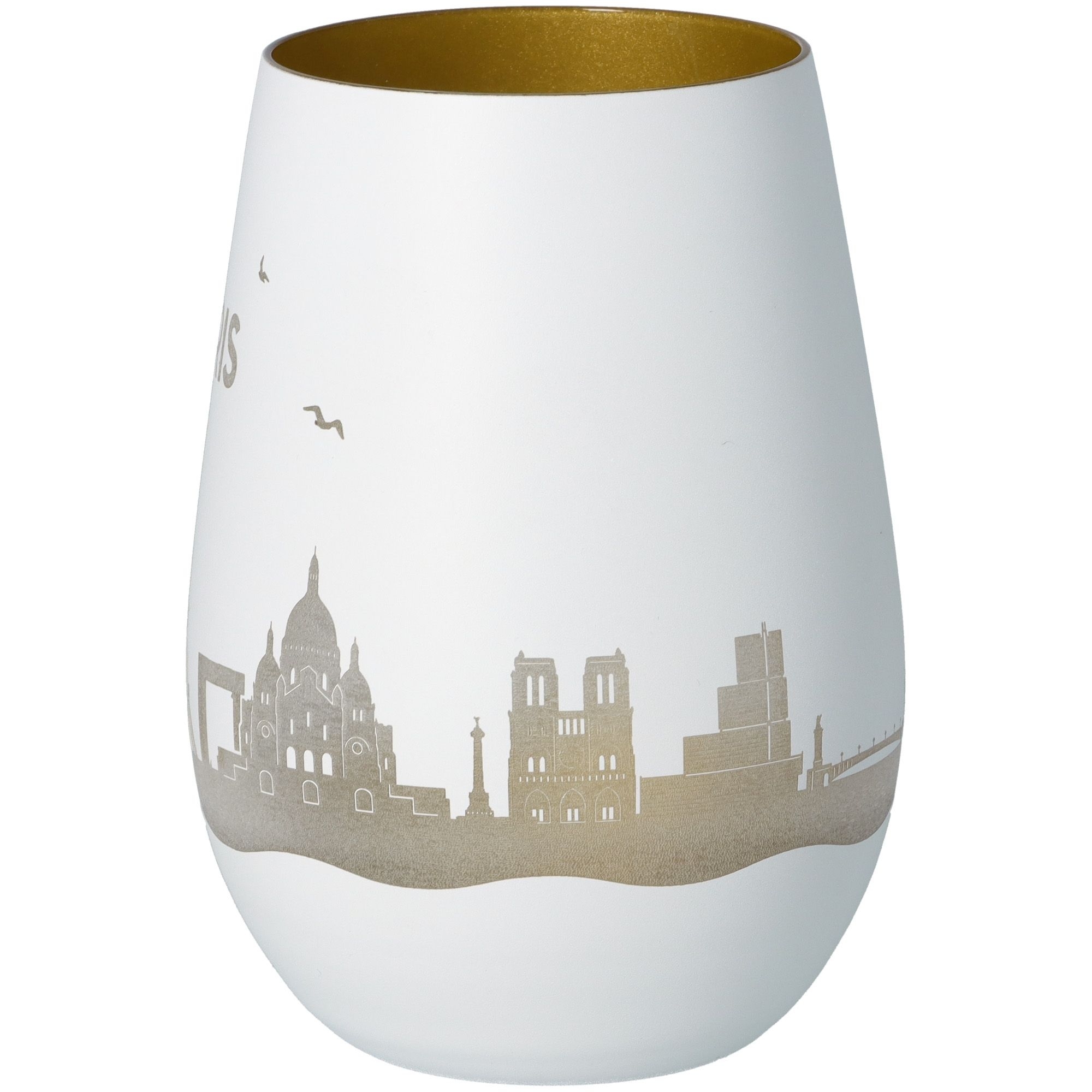 Windlicht Skyline Paris Weiß/Gold Töpferei, Krug, Lampe, Porzellan, Vase