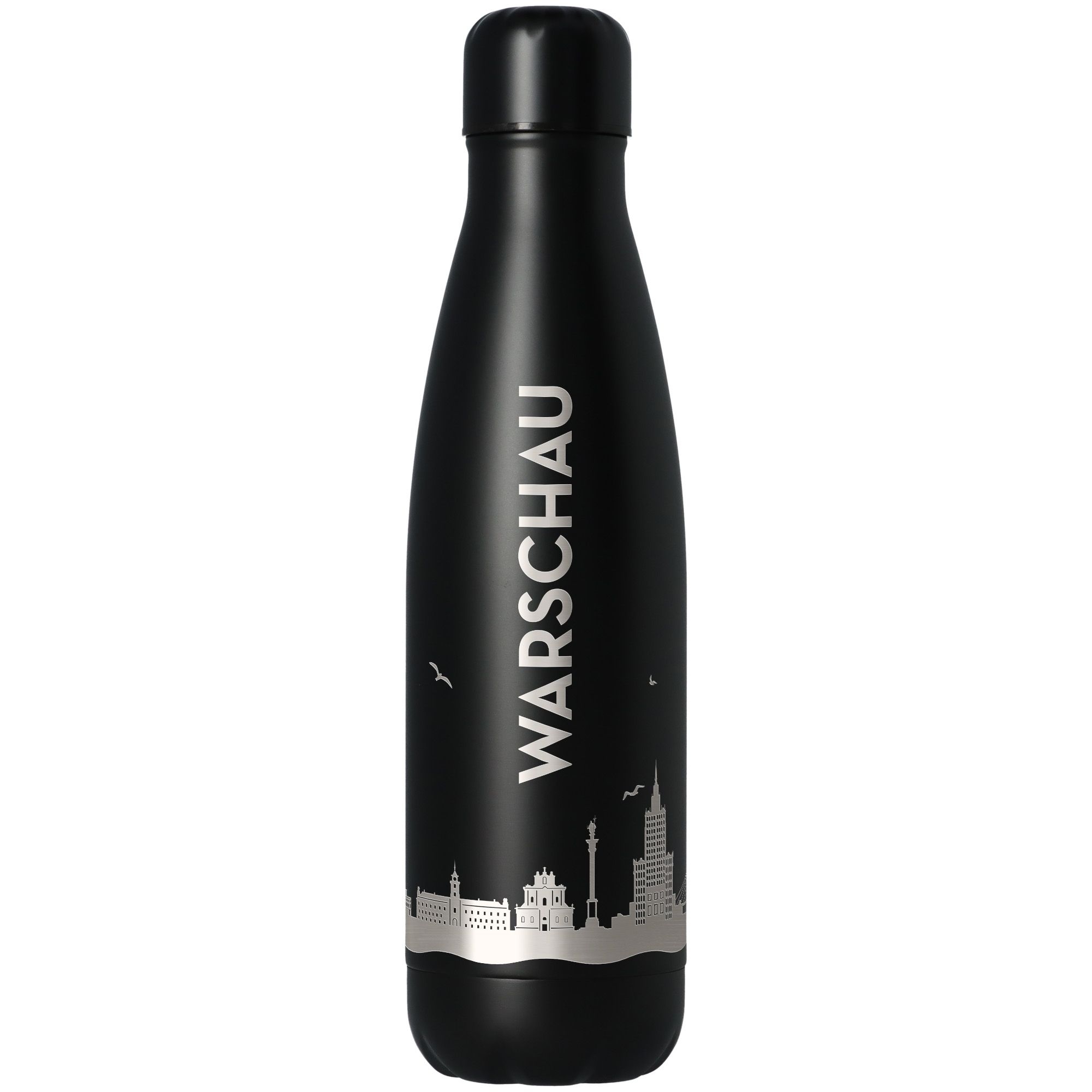 flasche, isolierte flasche, stahlflasche, trinkflasche, city silhouette