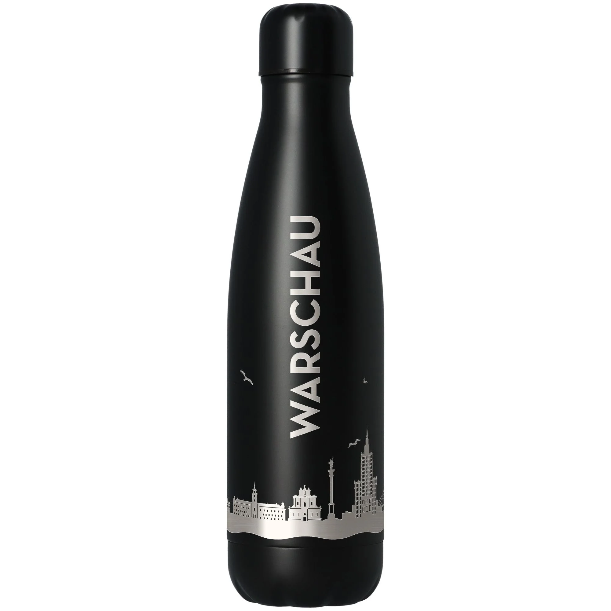 flasche, isolierte flasche, stahlflasche, trinkflasche, city silhouette