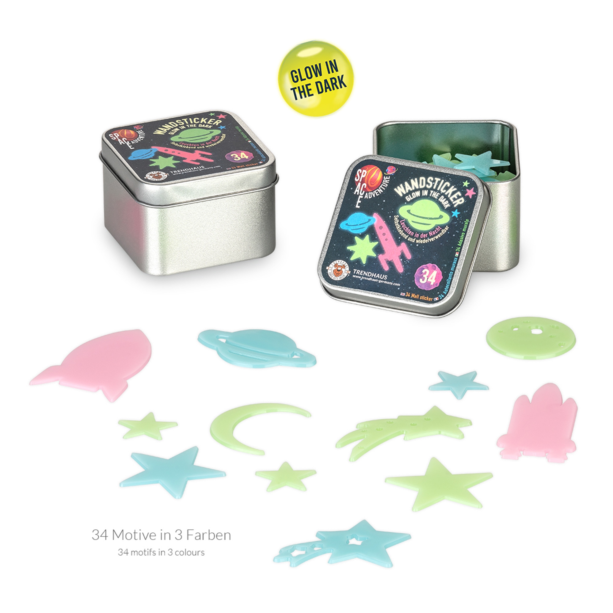 Glow in the dark Wandsticker "Space Adventure" Zinn