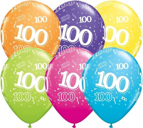 Qualatex Latexballon 100. Geburtstag verschiedene Farben Ø 30cm