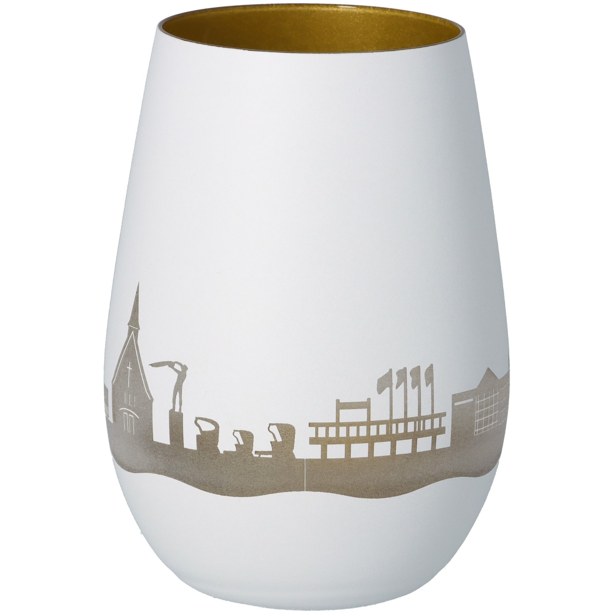 Windlicht Skyline Scharbeutz Weiß/Gold Windlicht Skyline Scharbeutz Weiß/Gold