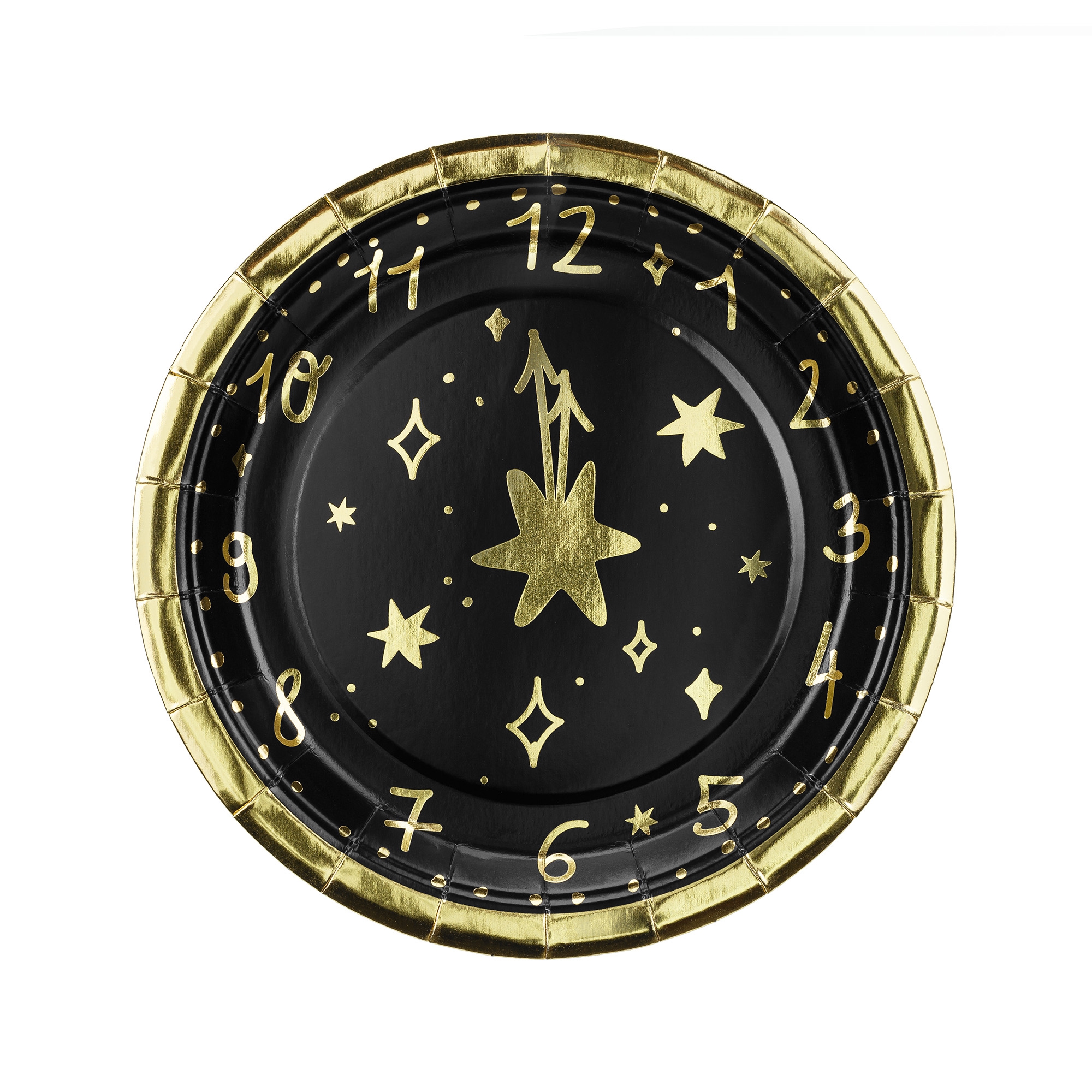 Silvester Uhr - 6 Pappteller, klein Silvester Uhr - 6 Pappteller, klein