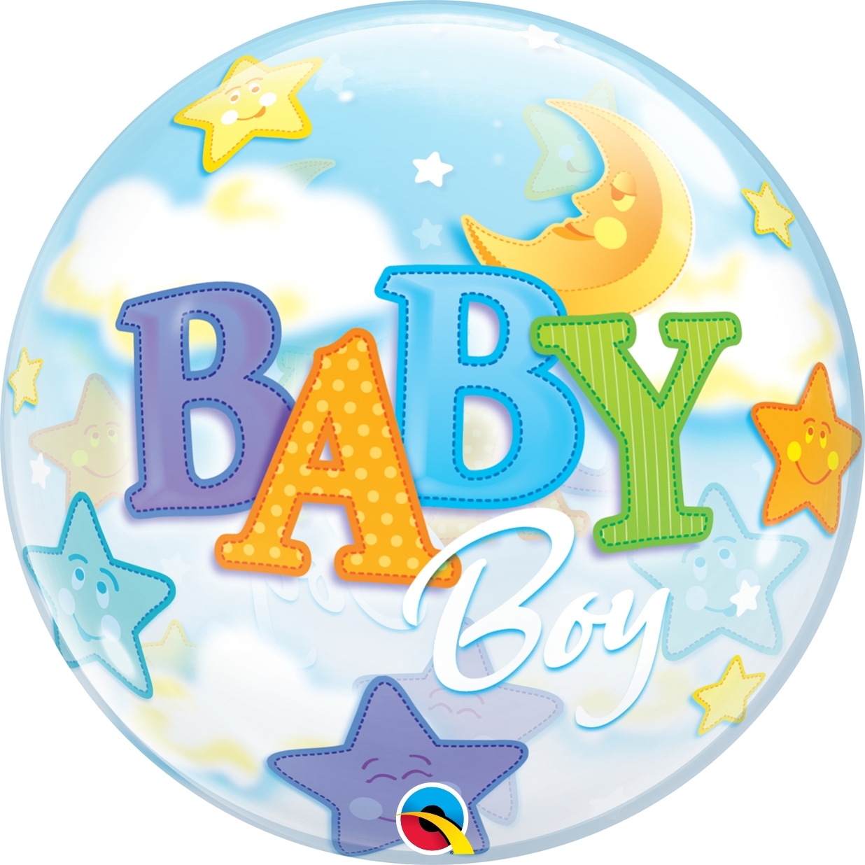 Bubble Ballon Baby Boy Mond & Sterne 56cm Bubble Ballon Baby Boy Mond & Sterne 56cm