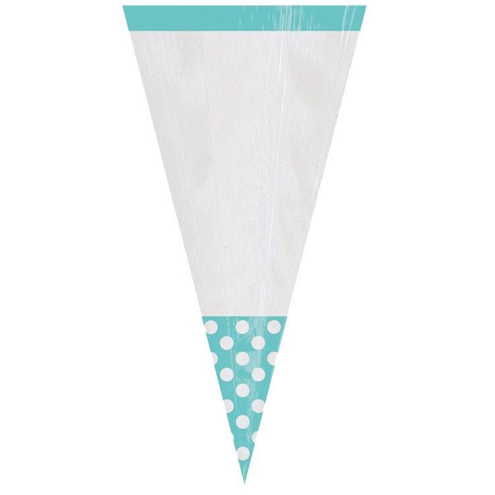 Hellblau - 10 Polka Dots Süßigkeiten Spitztüten Kegel