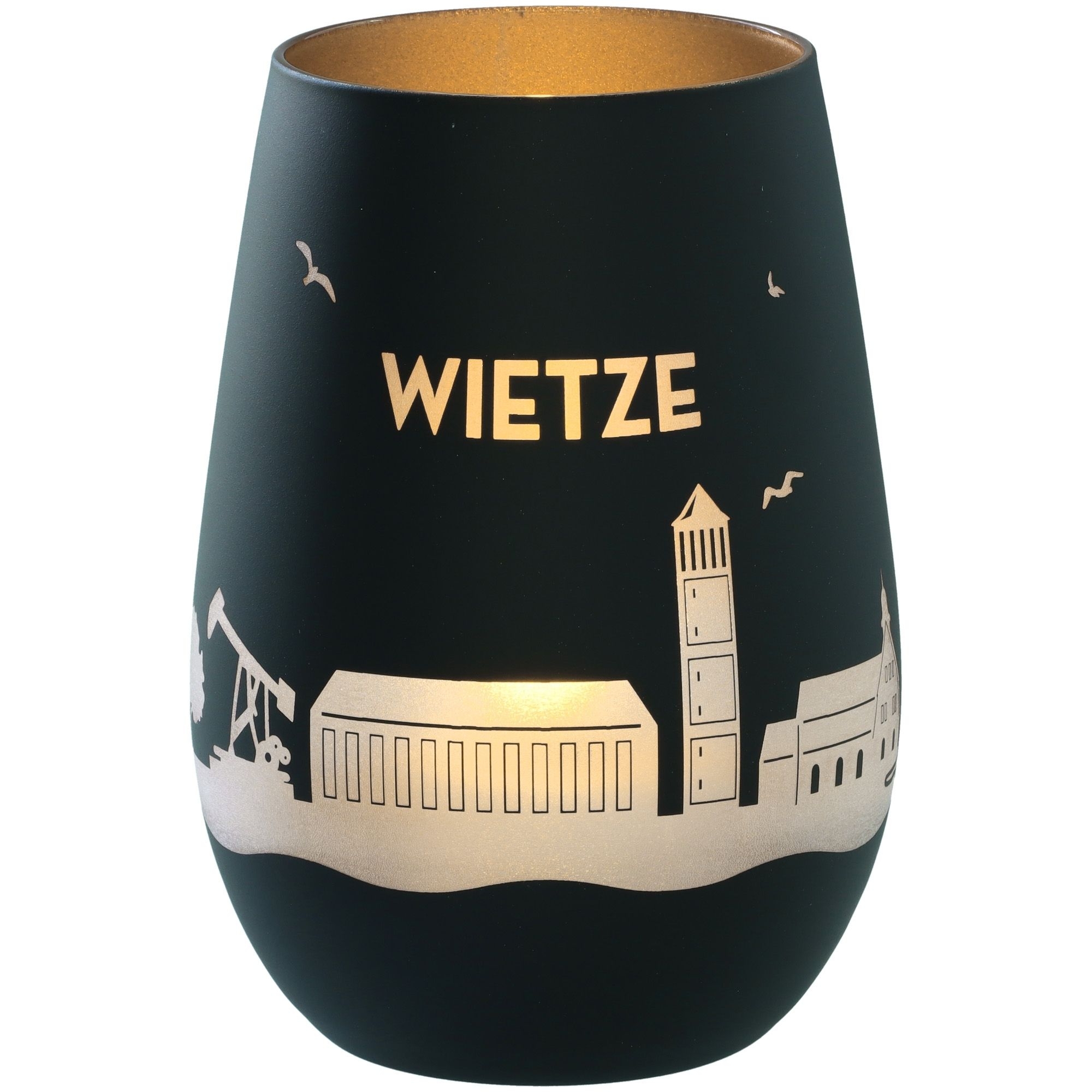 Windlicht Skyline Wietze Schwarz/Silber Krug, Töpferei, Lampe