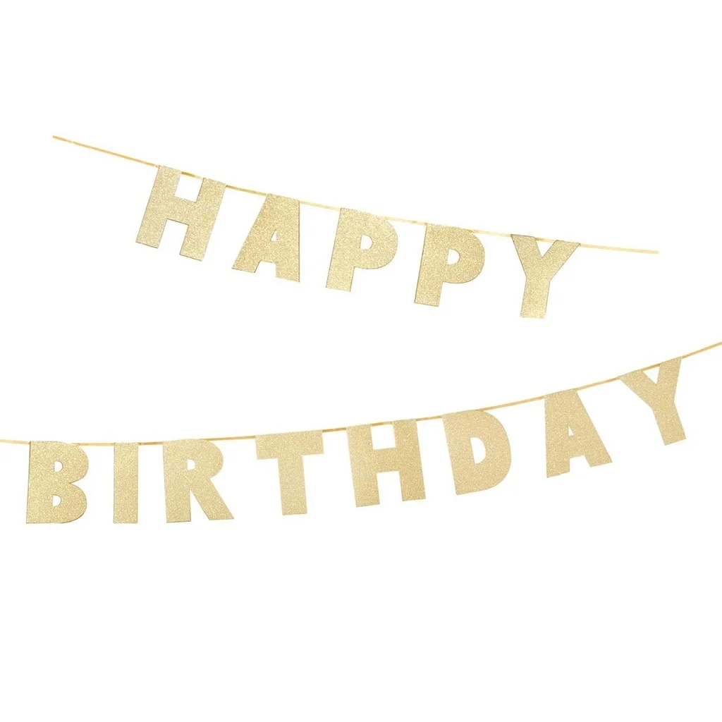 gold, Banner, Glitzer, Geburtstag, Girlande
