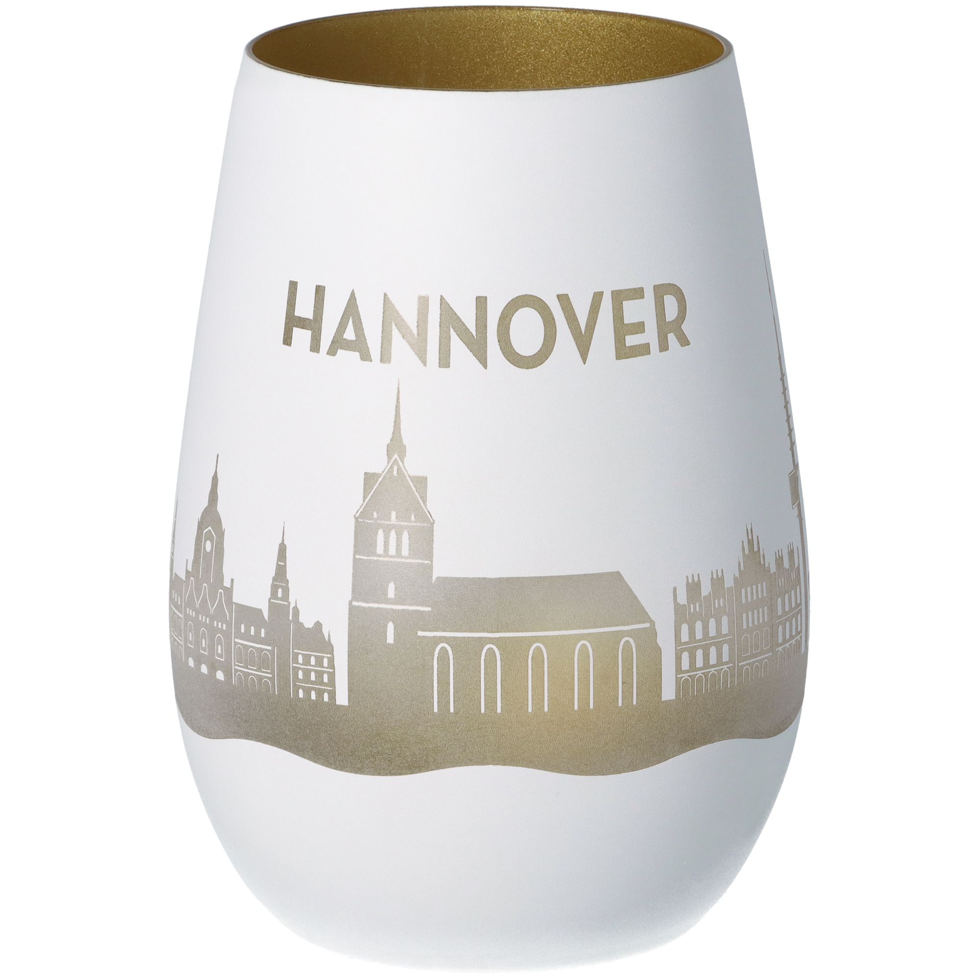 Windlicht Skyline Hannover Weiß/Gold Windlicht Skyline Hannover Weiß/Gold