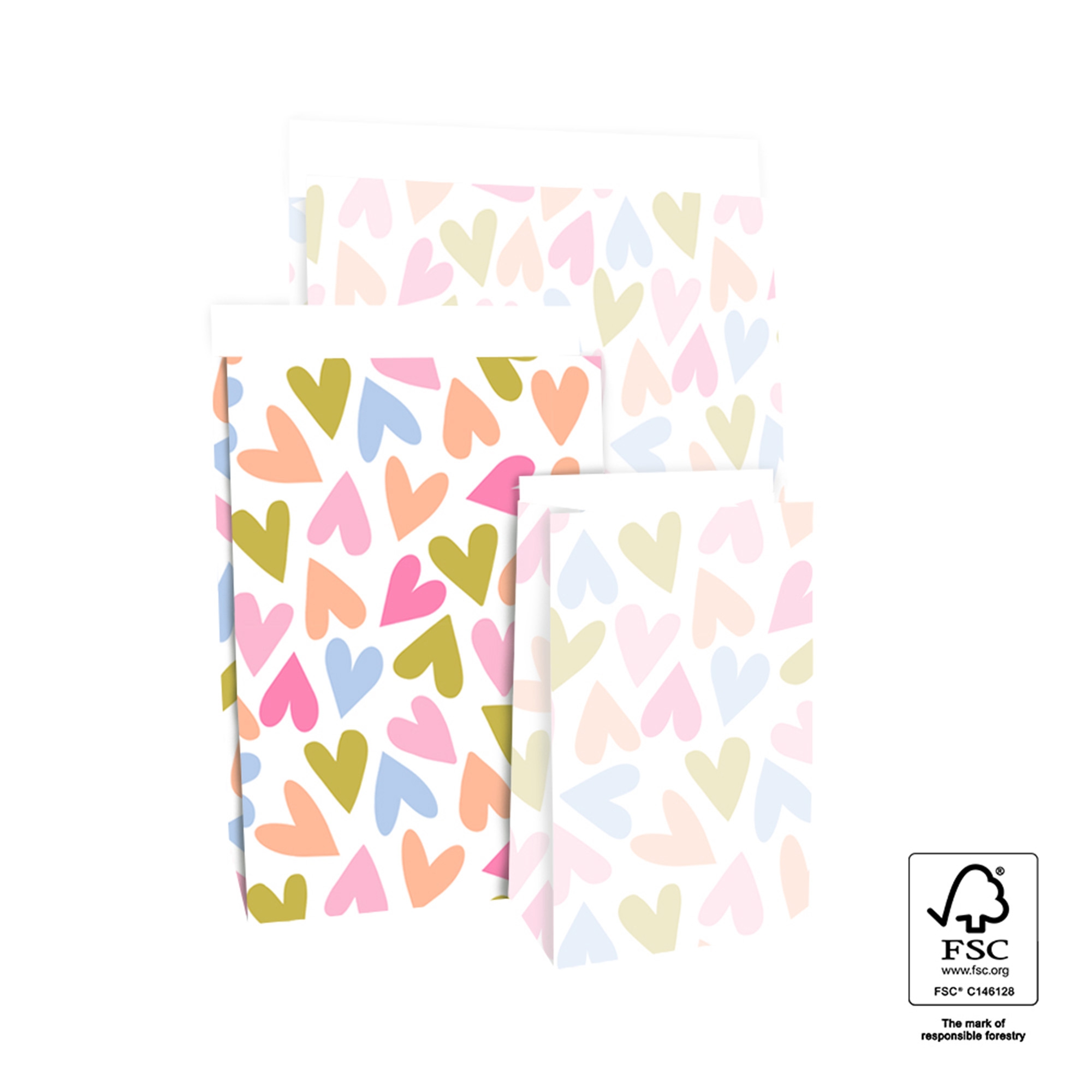 Blockbodenbeutel M "Hearts" Papier