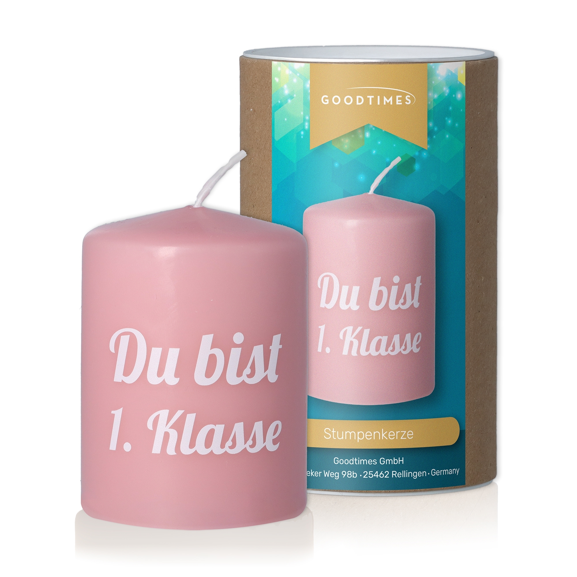 Stumpenkerze "Du bist..." Rosa Kerze