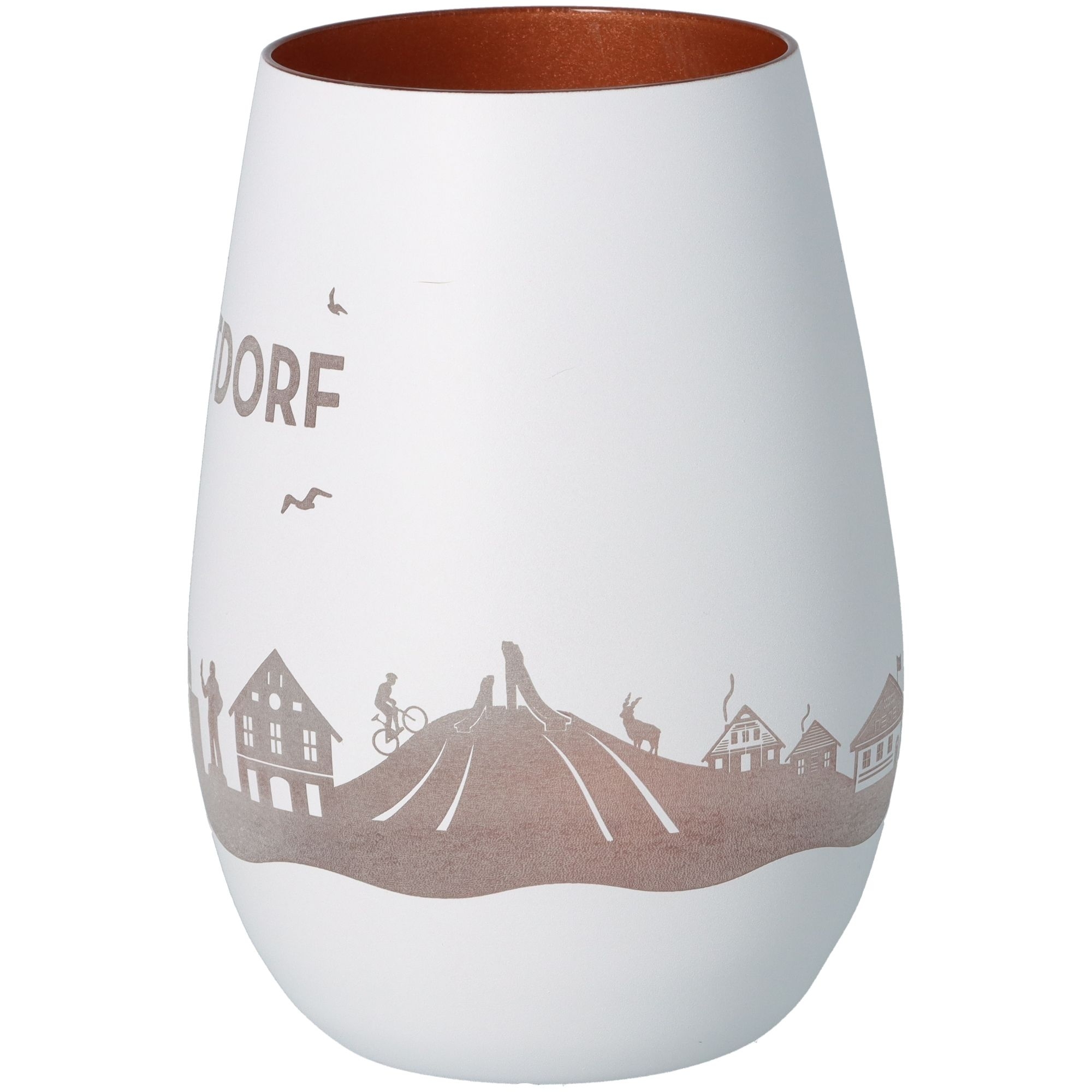 Windlicht Skyline Oberstdorf Weiß/Bronze Töpferei, Krug, Vase, Kunst, Porzellan