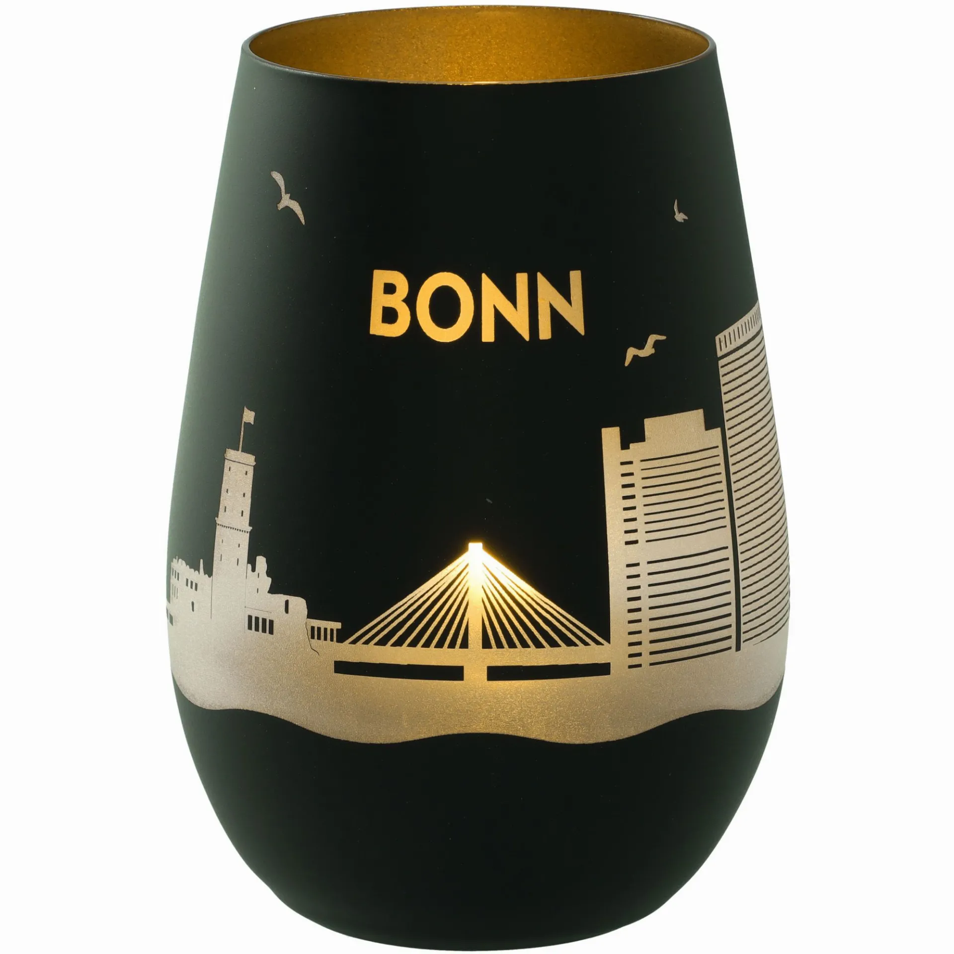 Windlicht Skyline Bonn Schwarz/Gold
