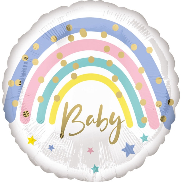 Folienballon "Baby" Pastell Regenbogen, 46 cm