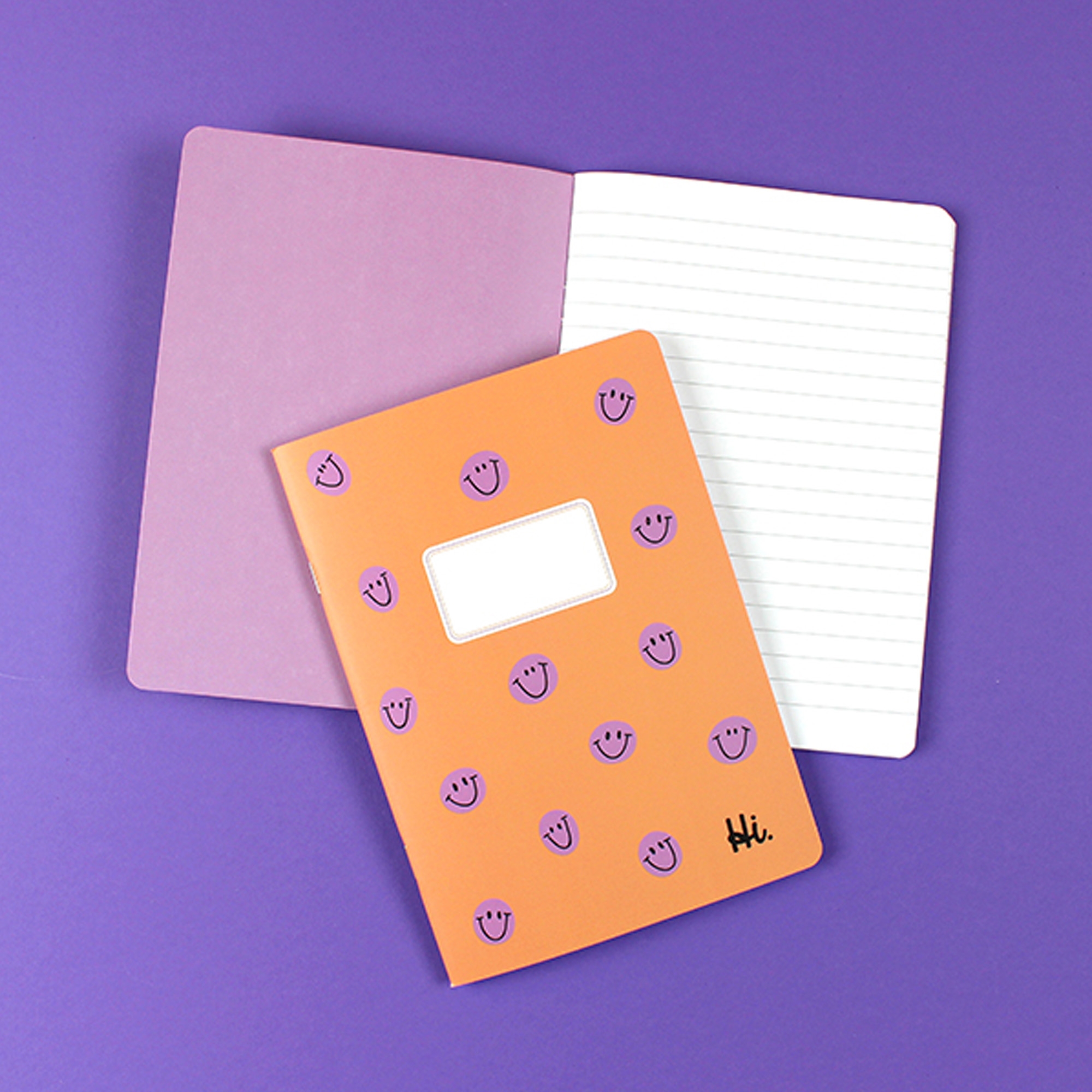 Notizheft "Smiles" Liniert, Orange Lila Elektronik, Handy, Telefon