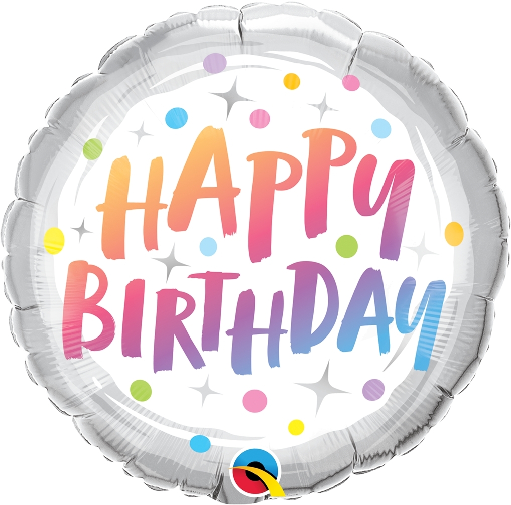 Folienballon Happy Birthday Regenbogenfarben 45cm