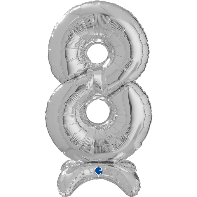 Folienballon Zahl 8 Silber, 65cm