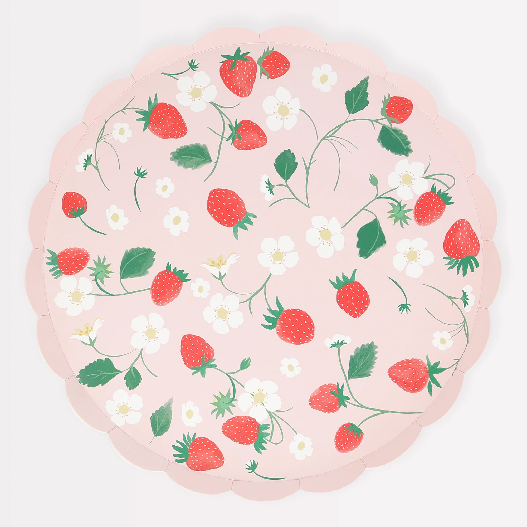 Meri Meri - 8 Pappteller "Erdbeeren" Dekoration für Zuhause, Muster, Stickerei, Beere, Geburtstagstorte