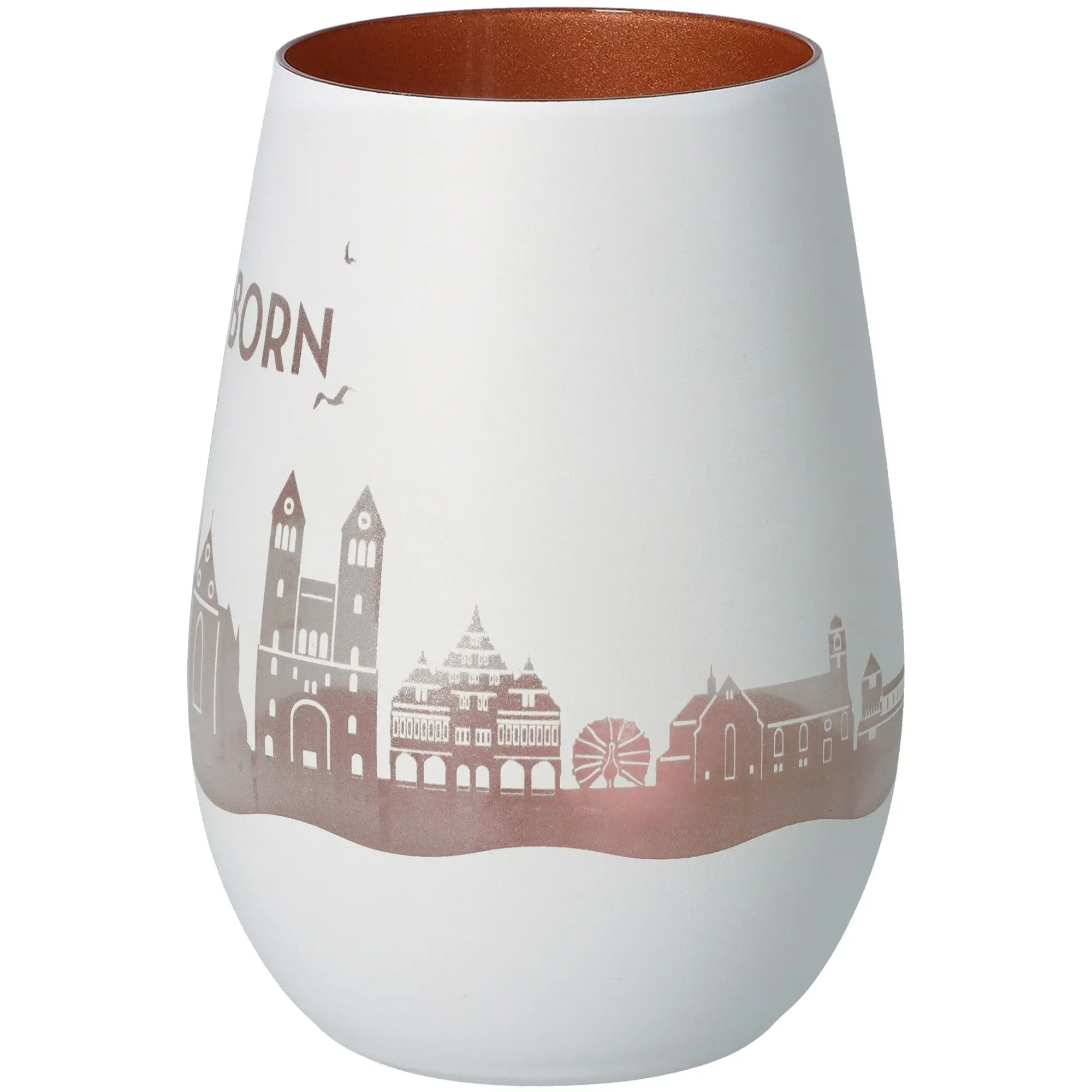 Windlicht Skyline Paderborn Weiß/Bronze