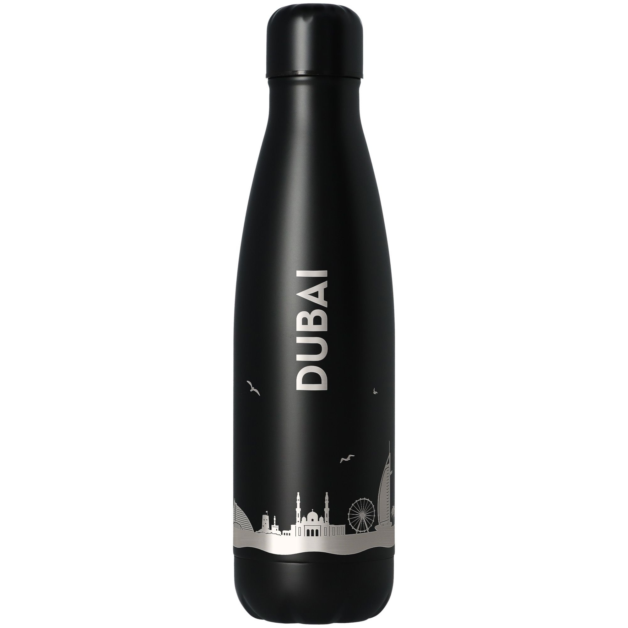 Trinkflasche Skyline Dubai Schwarz 500ml Flasche, Wasserflasche