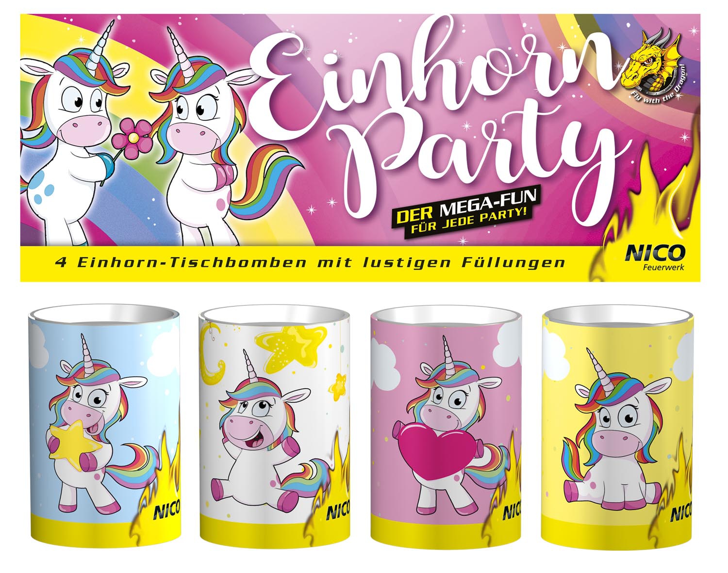 4 Tischbomben "Einhorn" 4 Tischbomben "Einhorn"