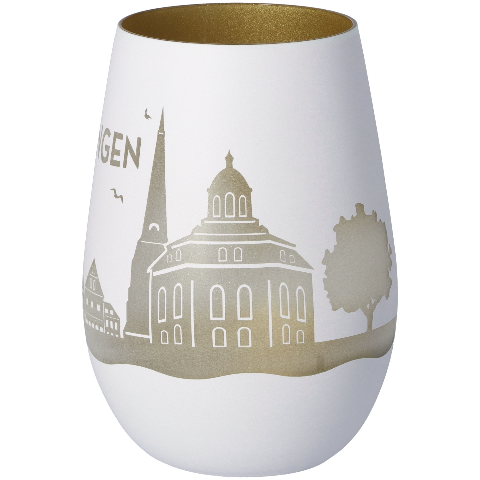 Windlicht Skyline Rellingen Weiß/Gold Windlicht Skyline Rellingen Weiß/Gold