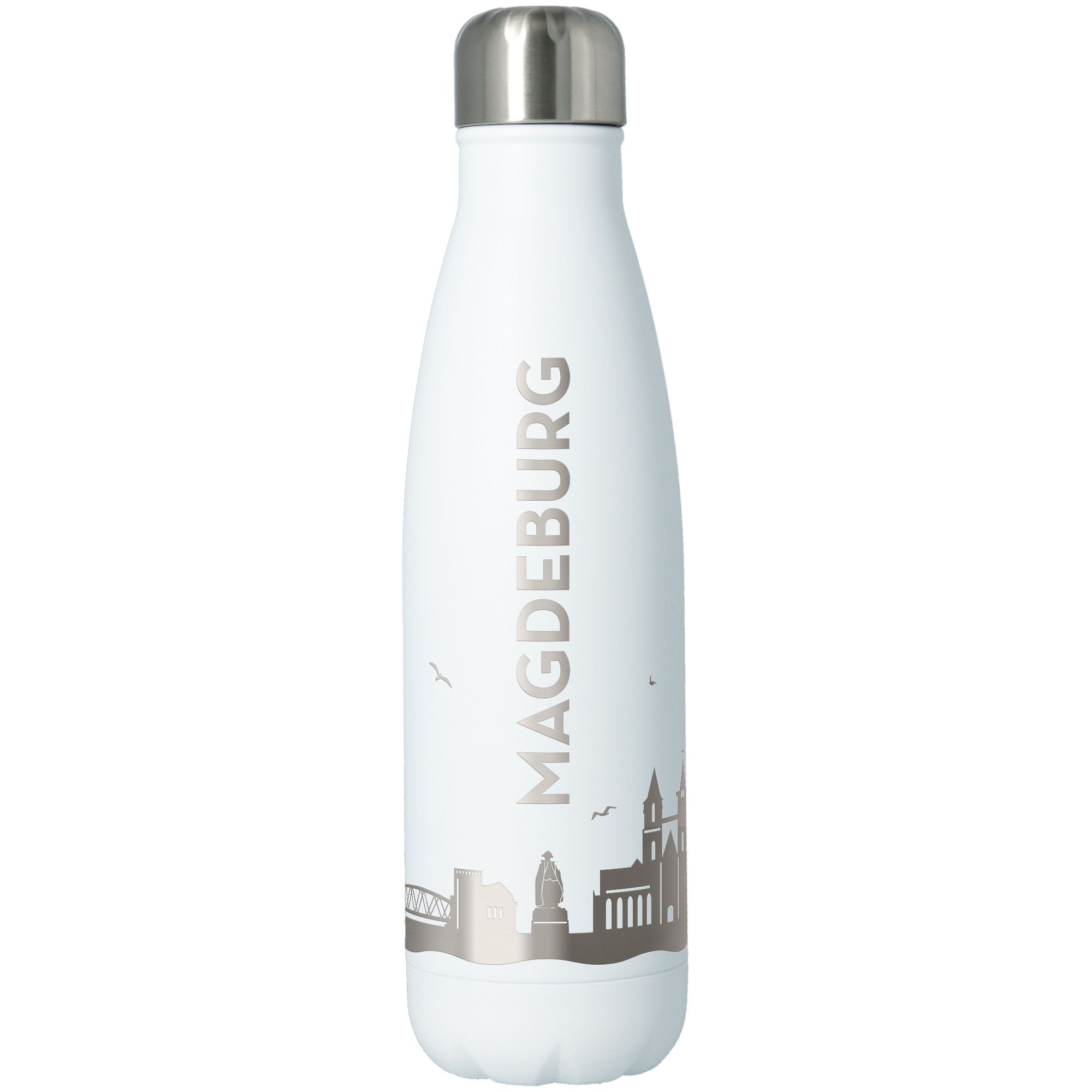 Trinkflasche Skyline Magdeburg Weiß 500ml