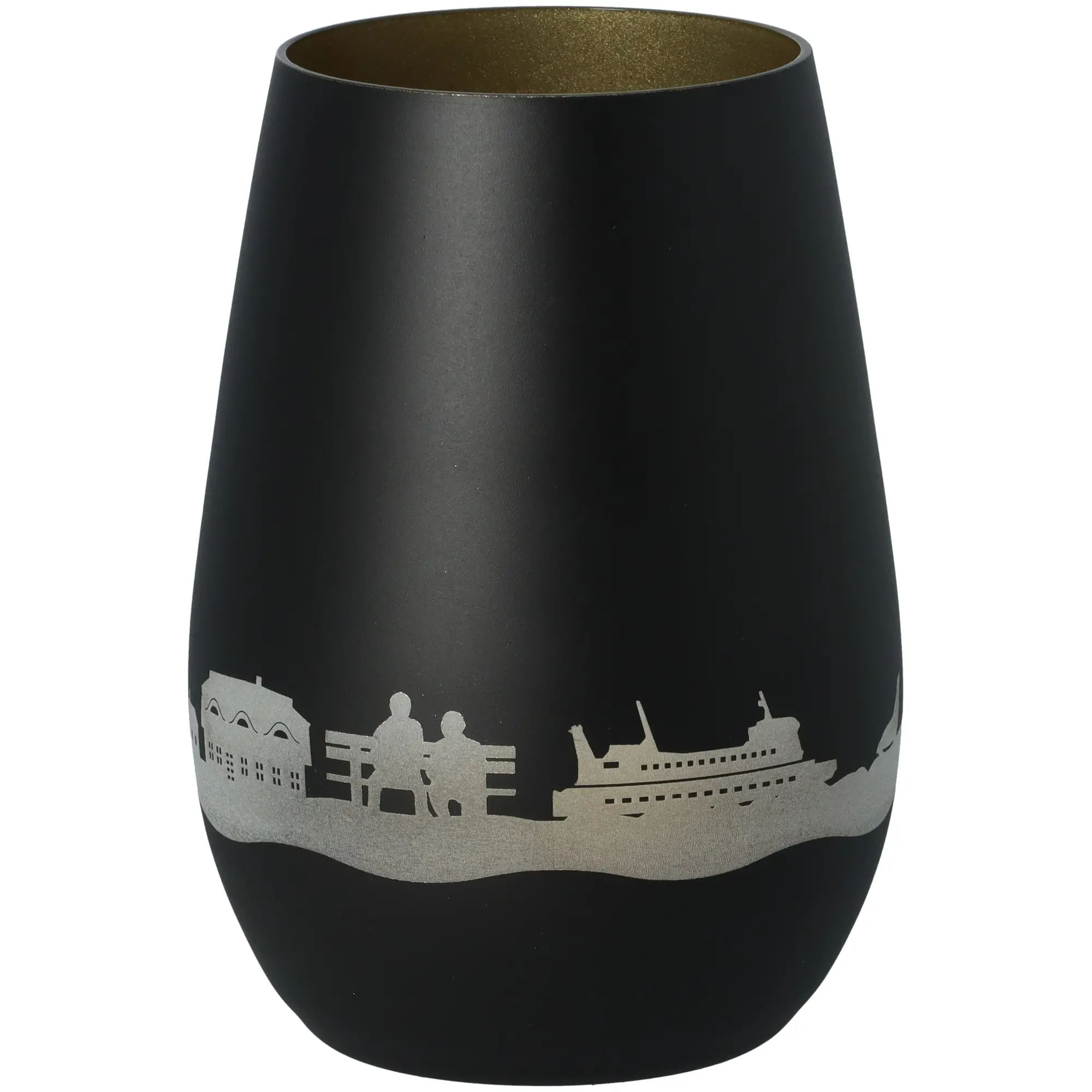 Windlicht Skyline Amrum Schwarz/Gold