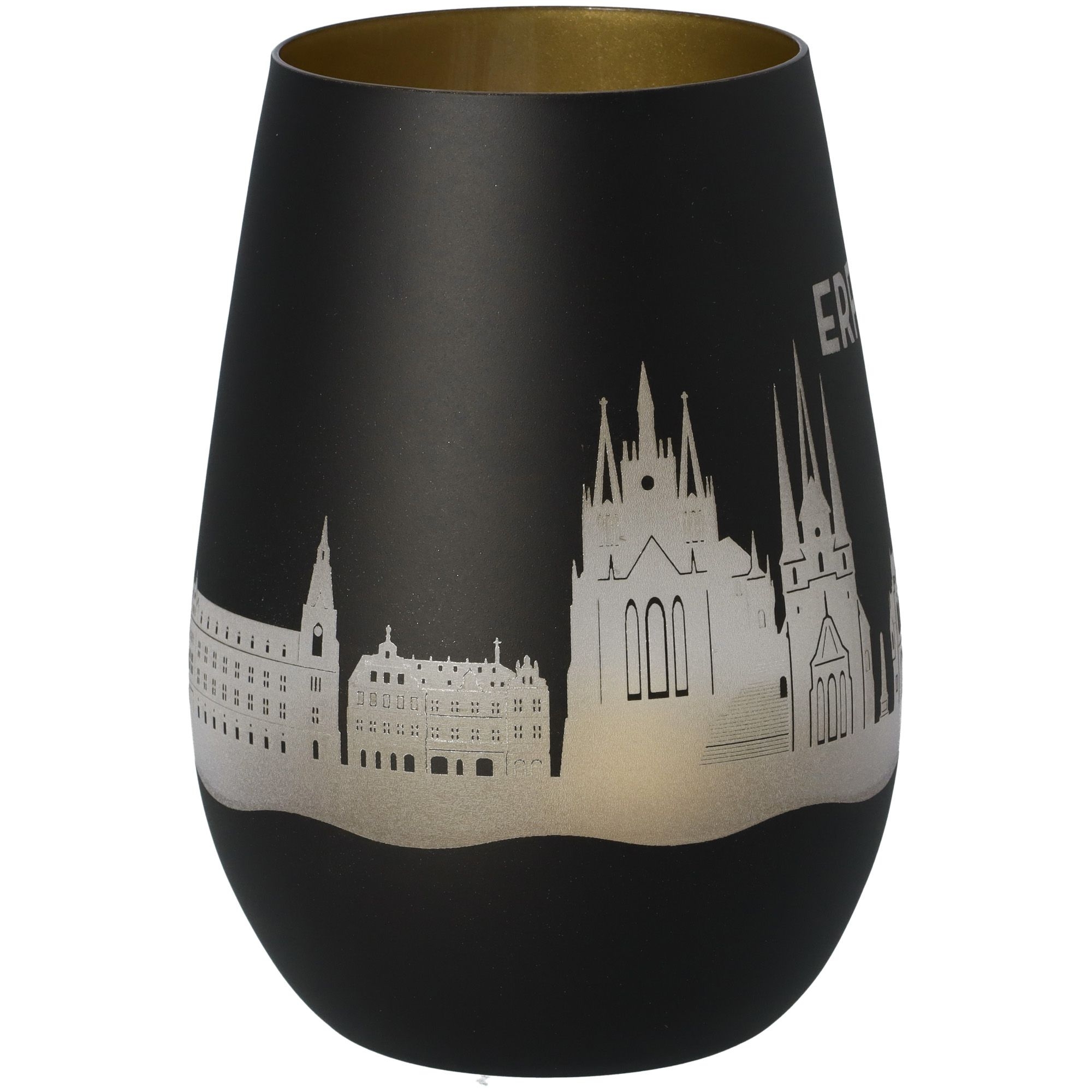 Windlicht Skyline Erfurt Schwarz/Gold