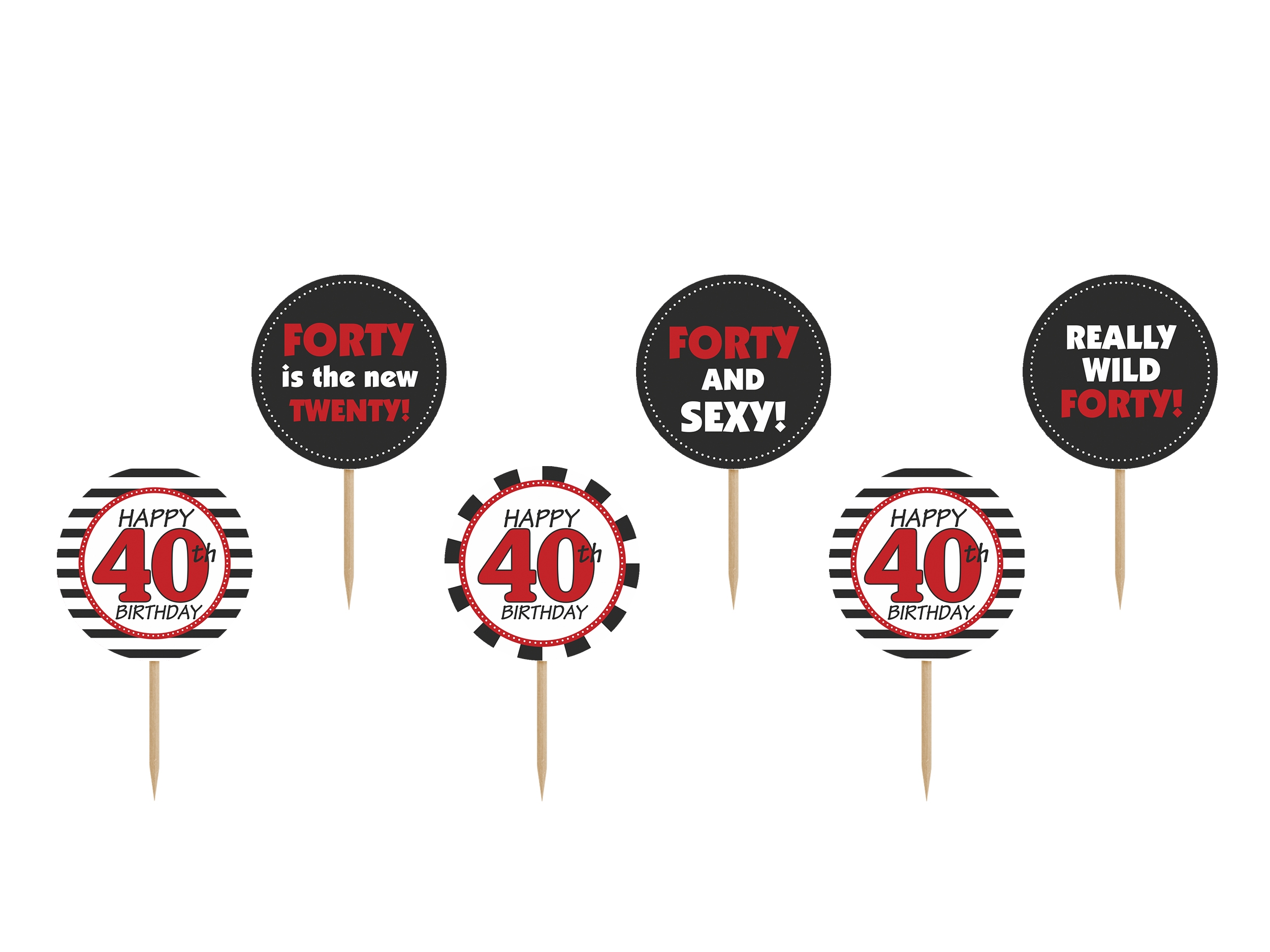 6 Cupcake Topper zum 40. Geburtstag