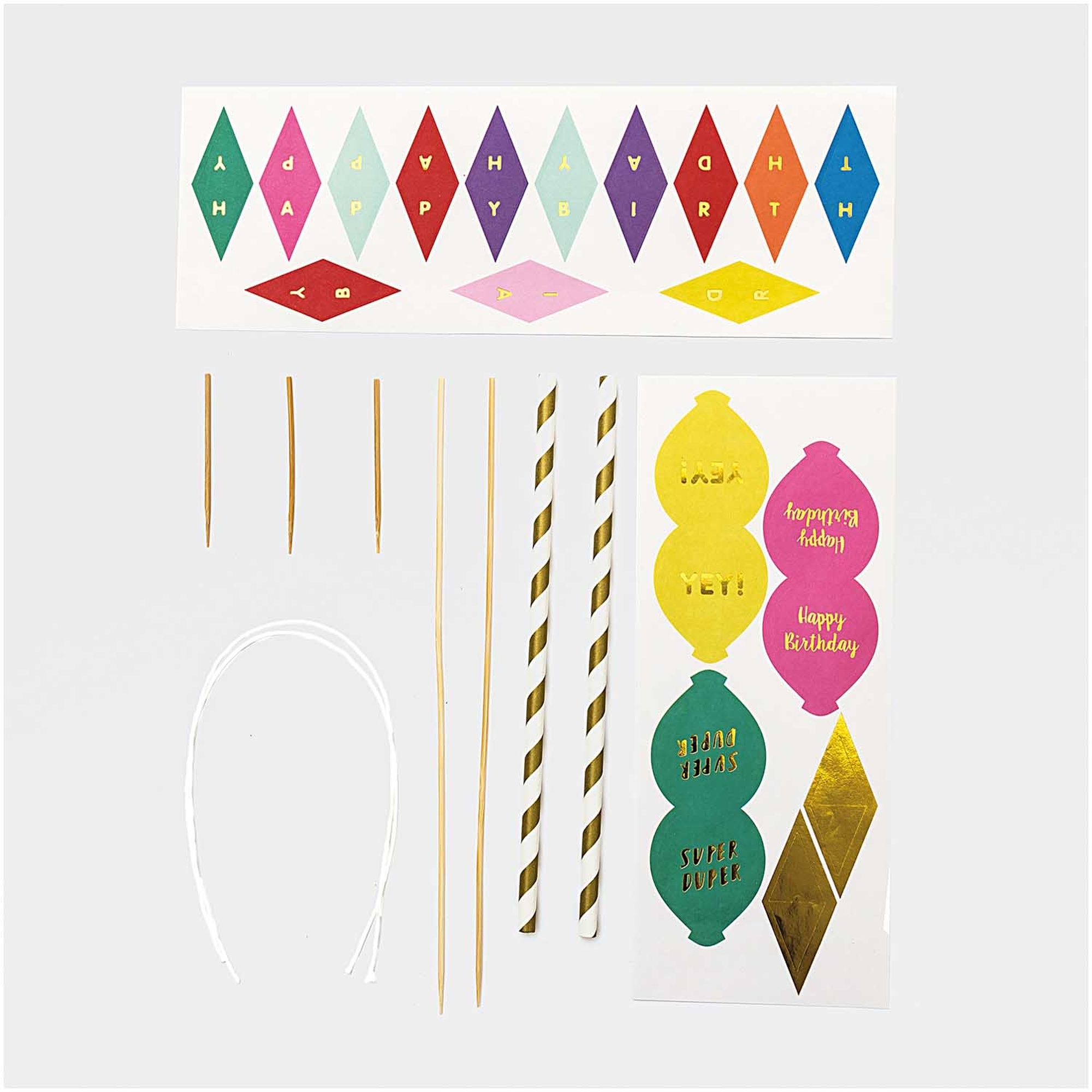 Cake Topper - Girlande Happy Birthday multicolor