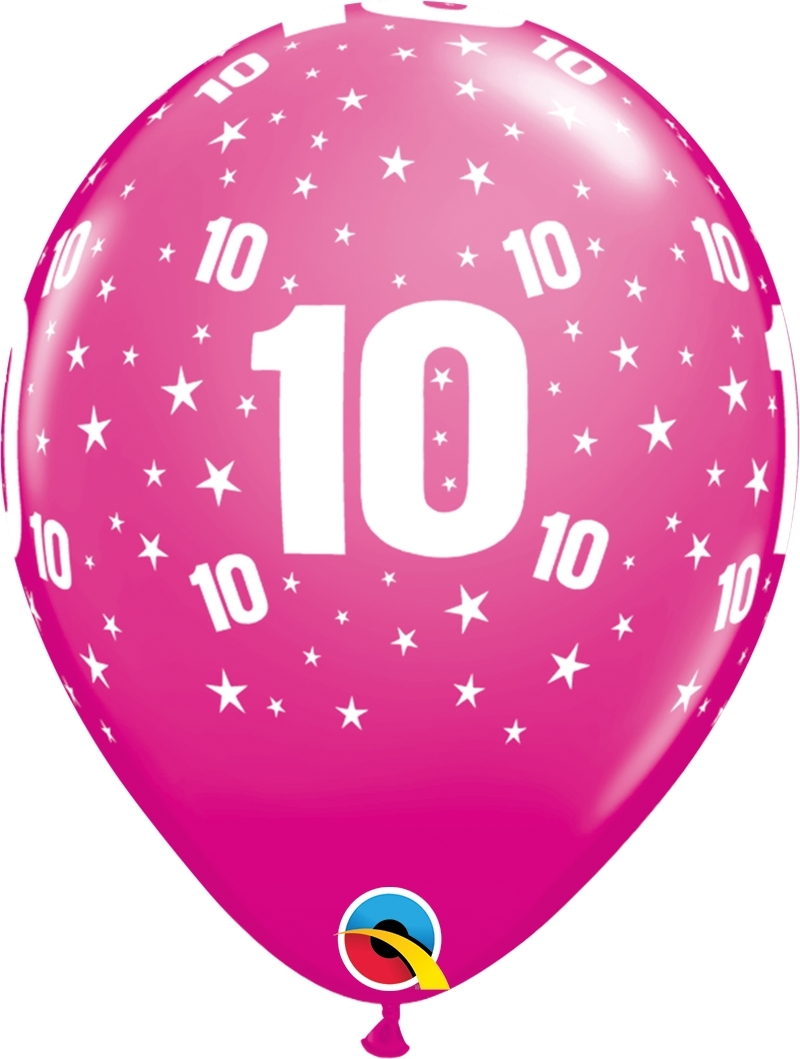 Qualatex Latexballon 10. Geburtstag verschiedene Farben Ø 30cm