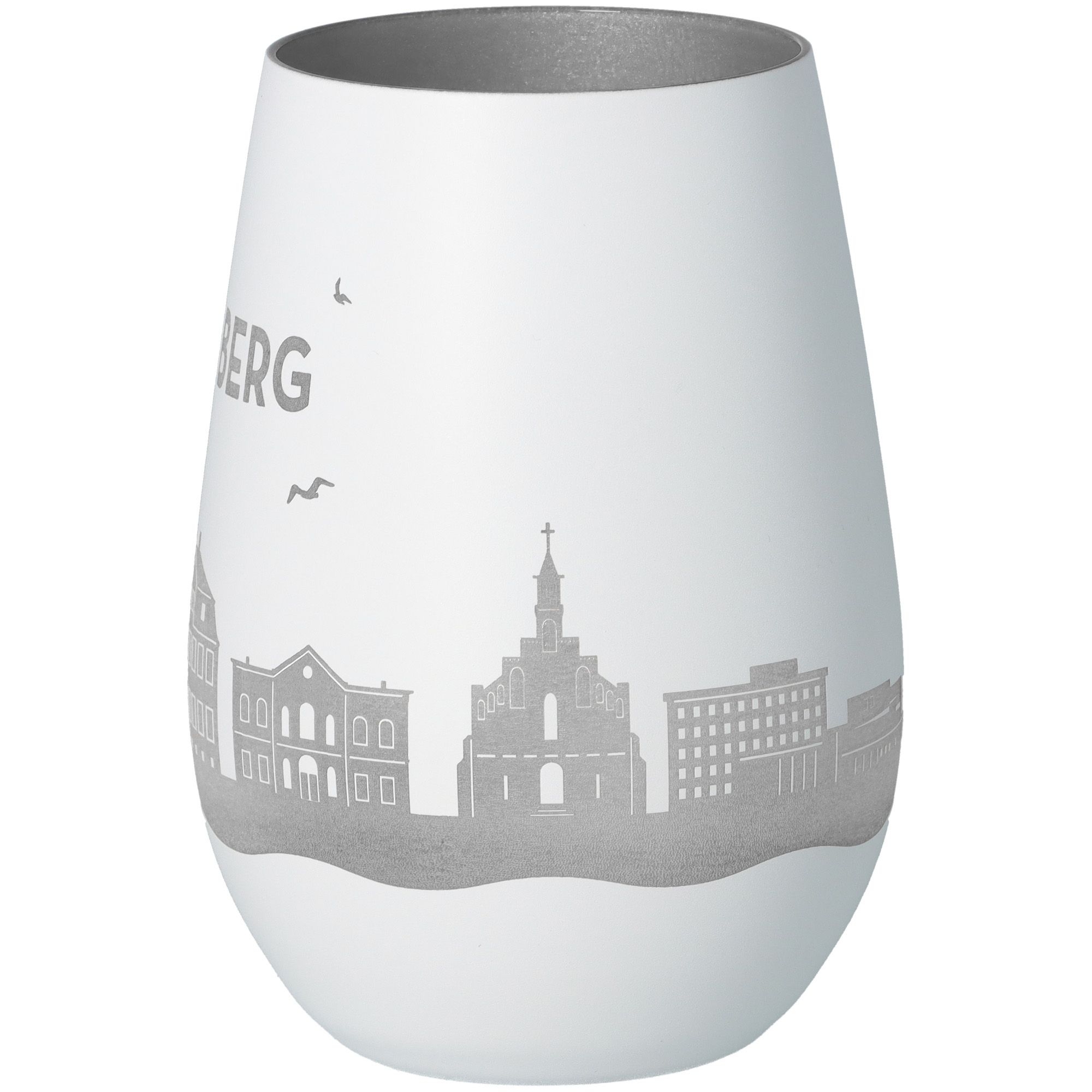 Windlicht Skyline Pinneberg Weiß/Silber Töpferei, Krug, Porzellan, Vase, Glas